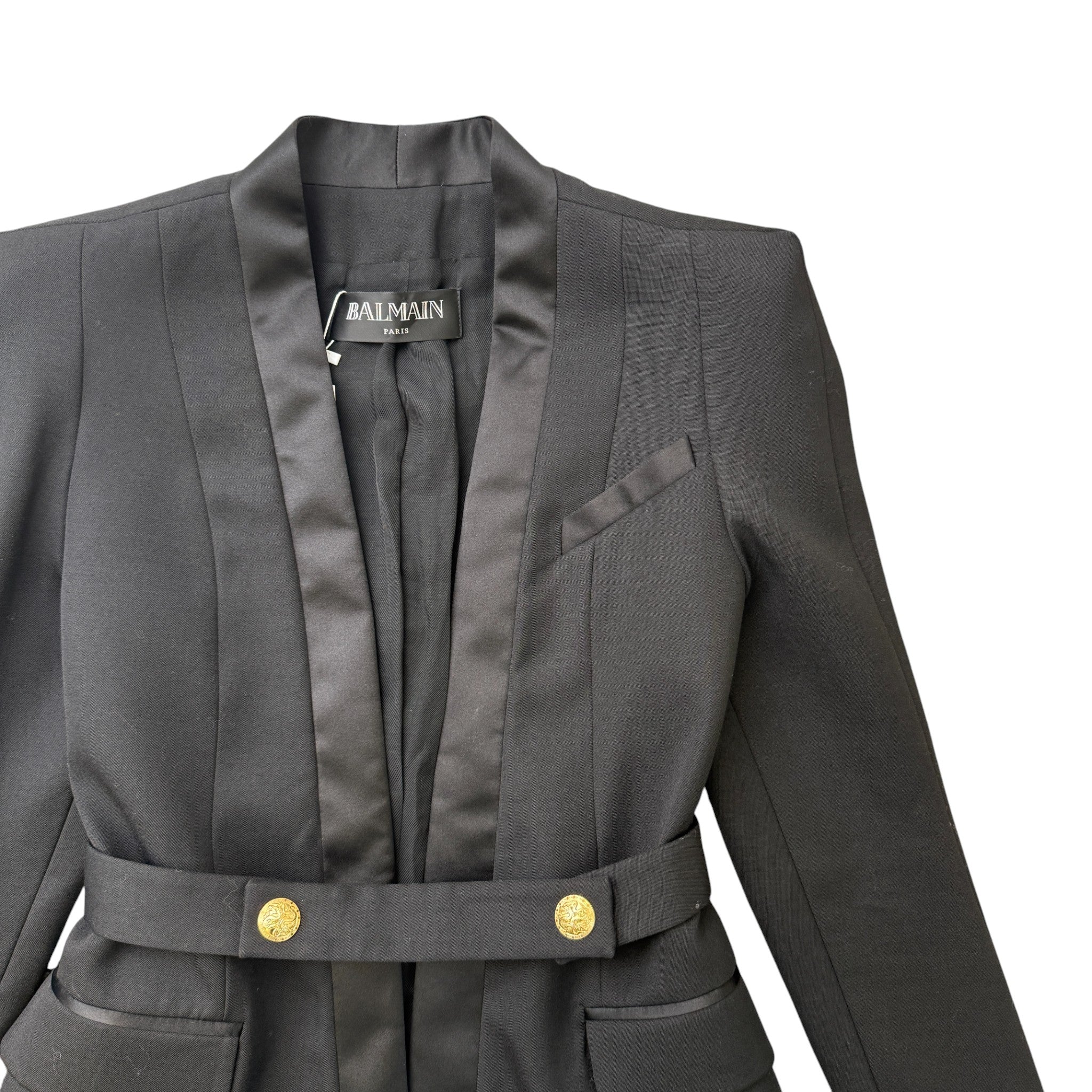 Women's Double Breasted Belted Blazer Jacket Black Size IT 38 / UK 6