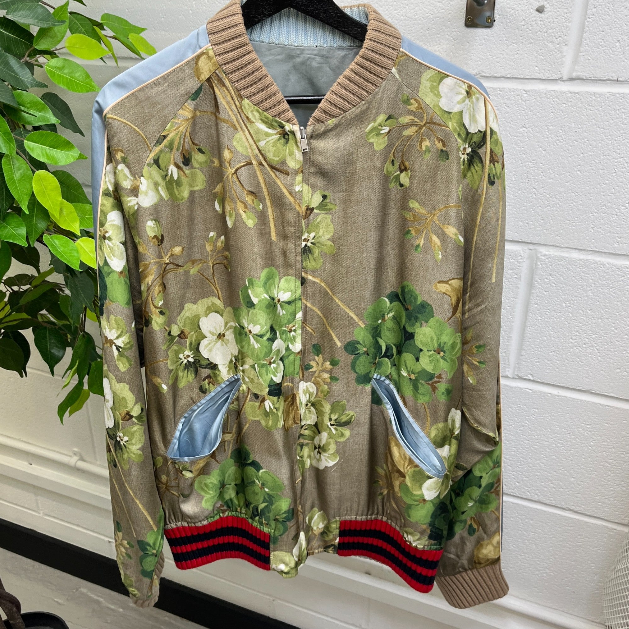 Men's Floral Print Reversible Jacket Green Size IT 54 / XXL