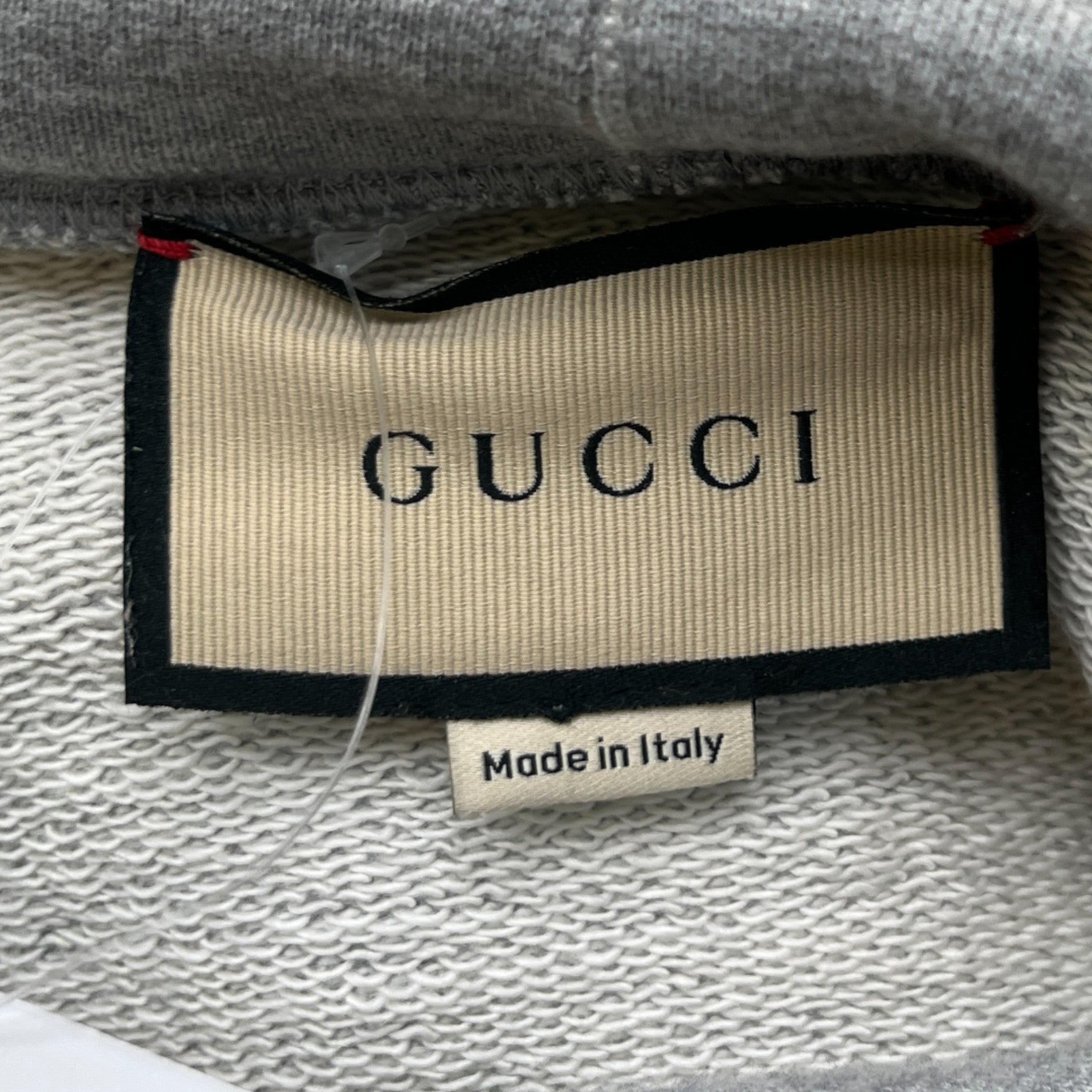 Men's Gg Logo Print Hoodie Grey Size M