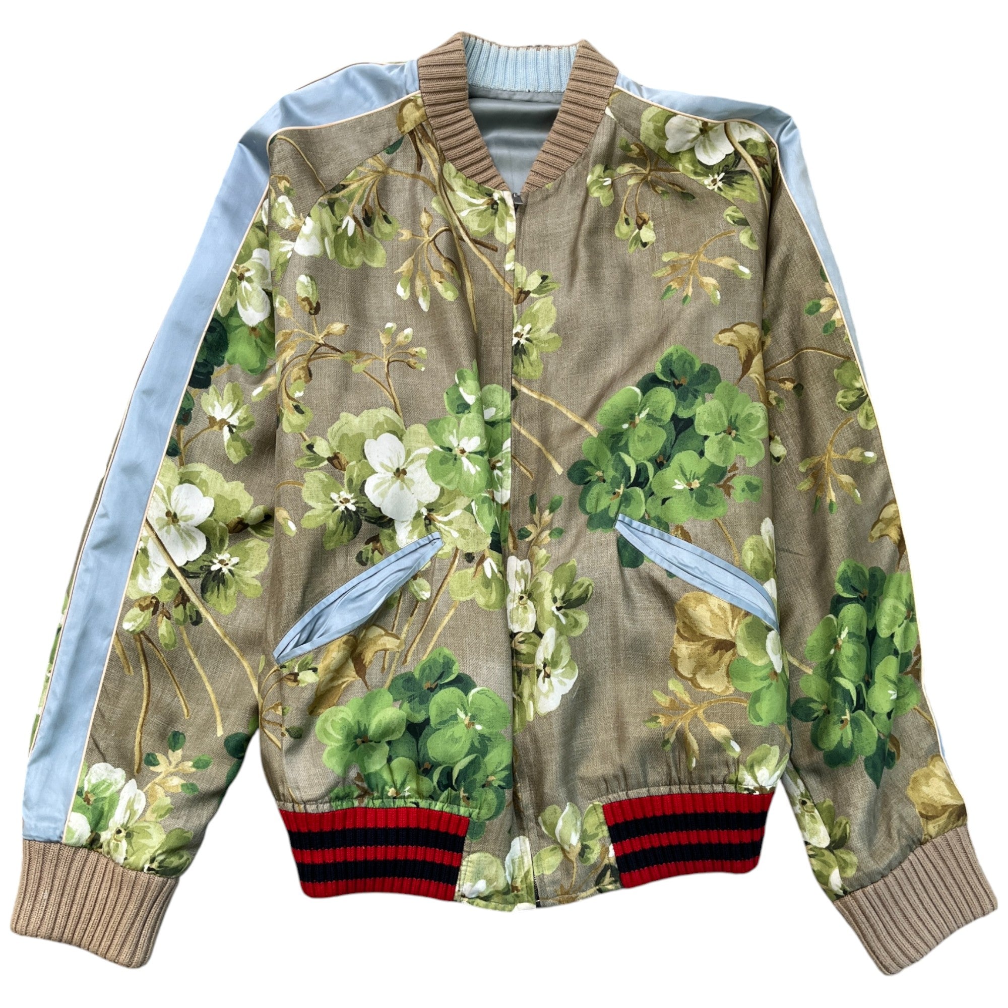 Men's Floral Print Reversible Jacket Green Size IT 54 / XXL