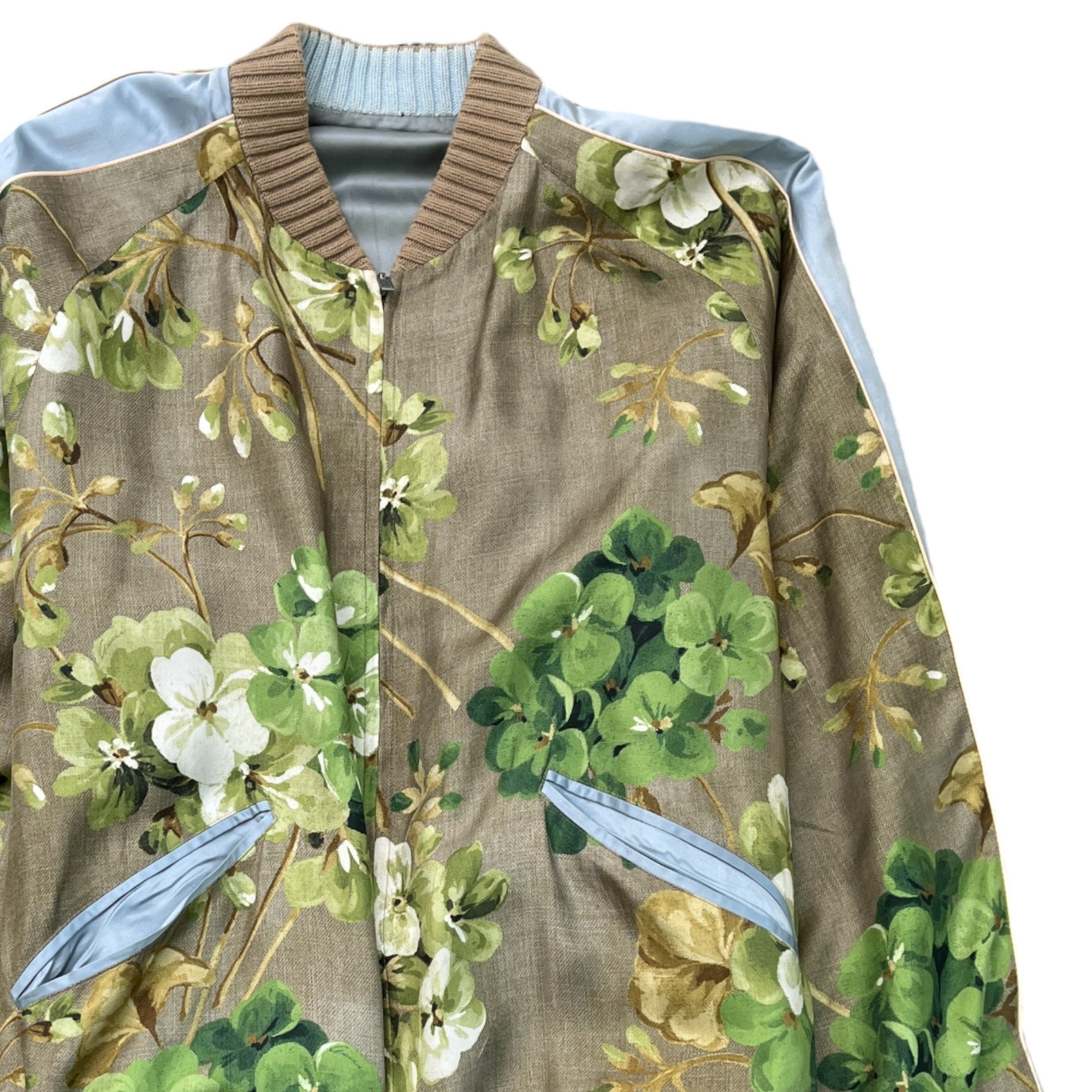 Men's Floral Print Reversible Jacket Green Size IT 54 / XXL