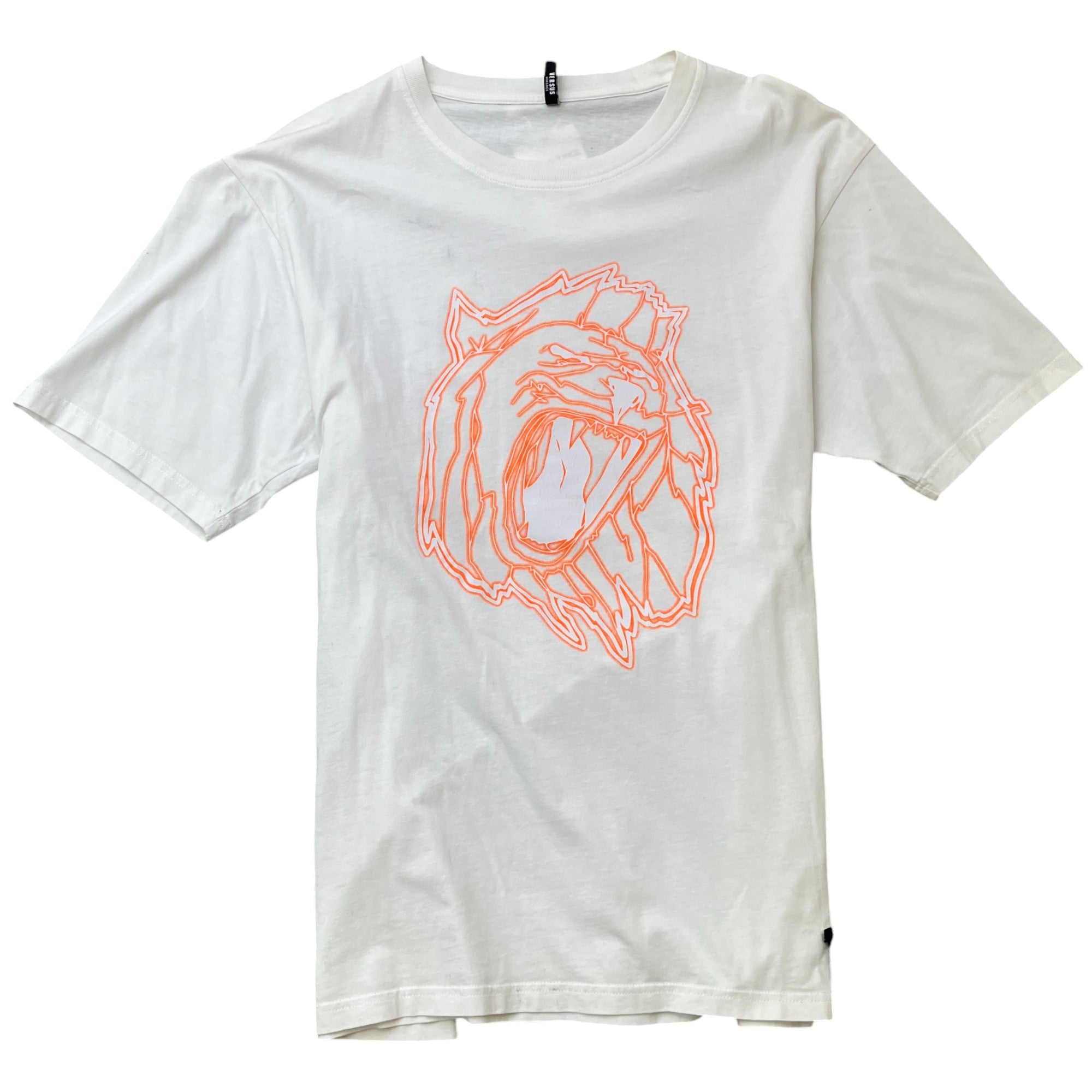 Men's Lions Head Logo Print T-Shirt White Size M