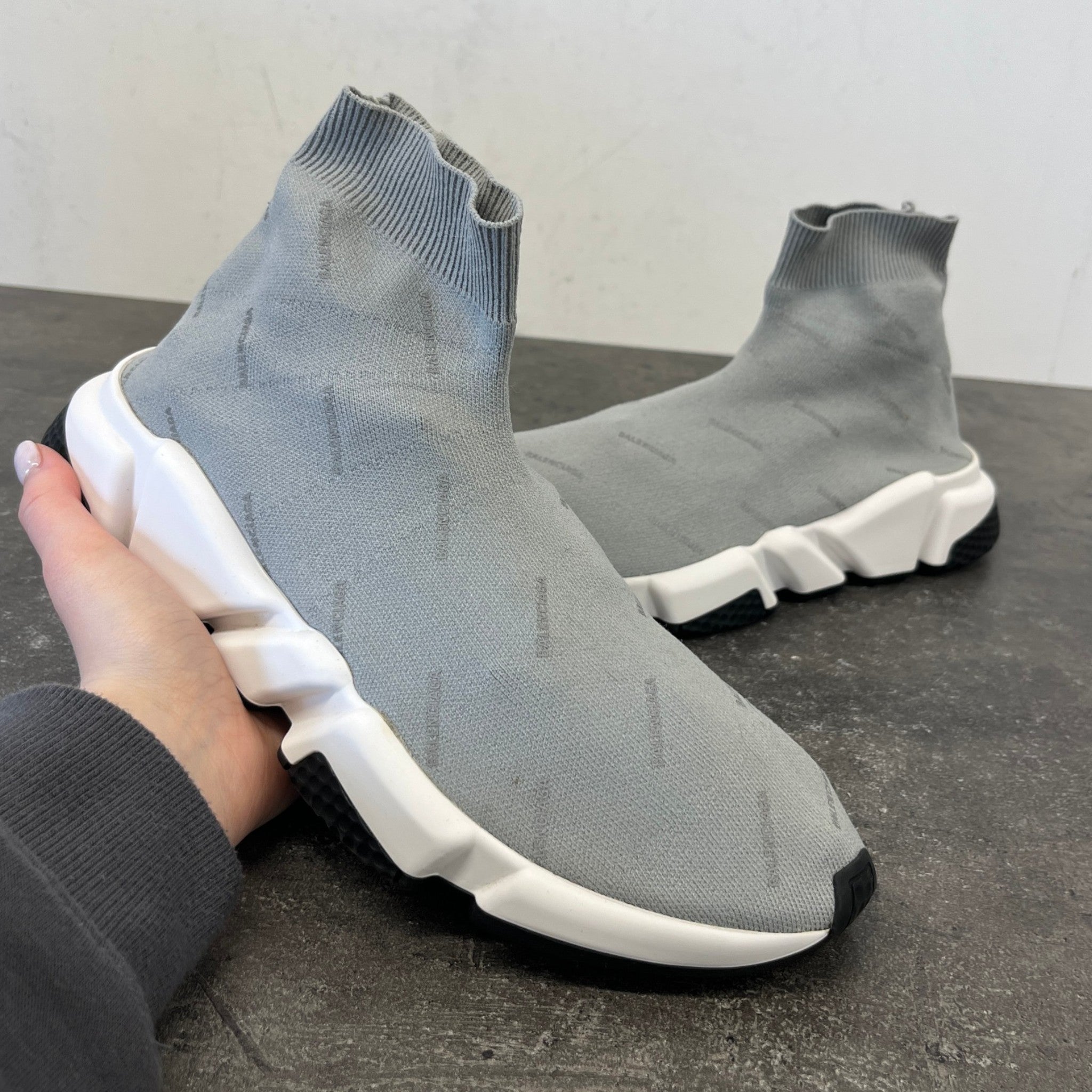 Women's Logo Print Speed Socks High Trainers Grey Size EU 39 / UK 6