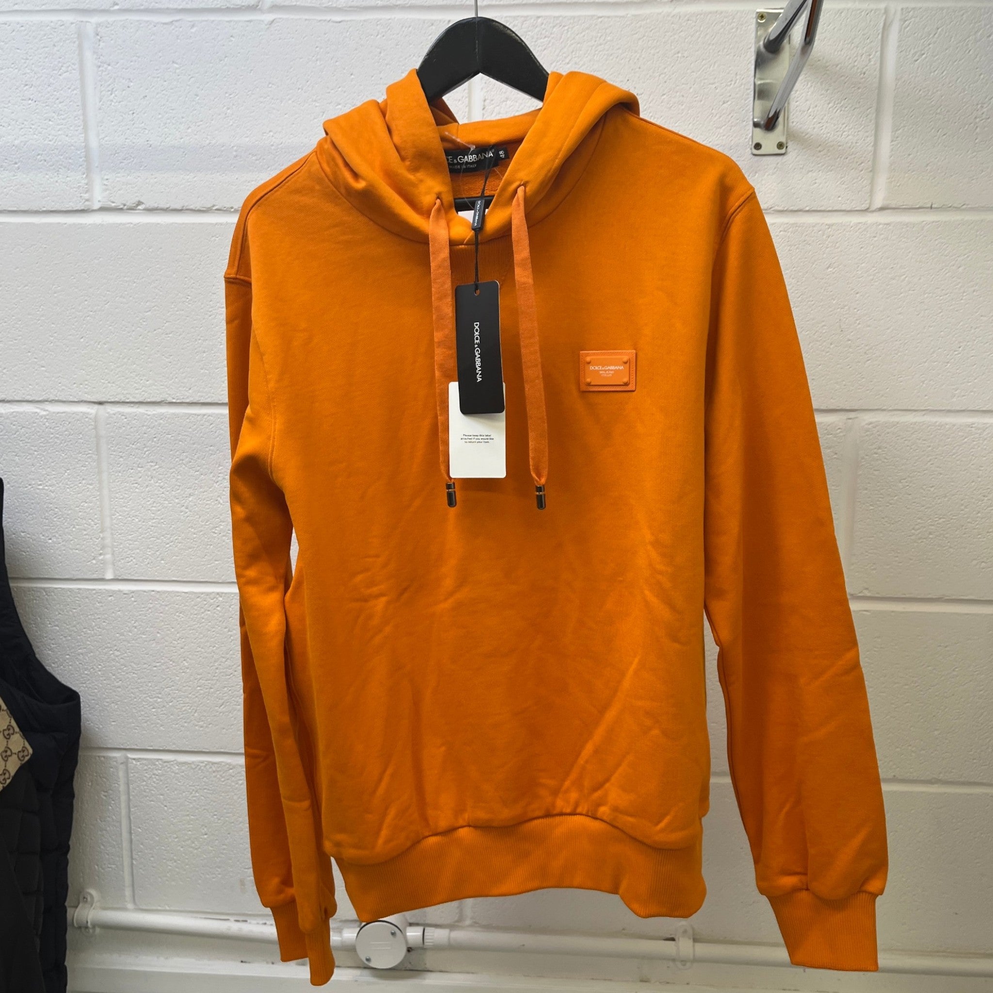 Men's Plaque Logo Hoodie Orange Size IT 48 / UK M