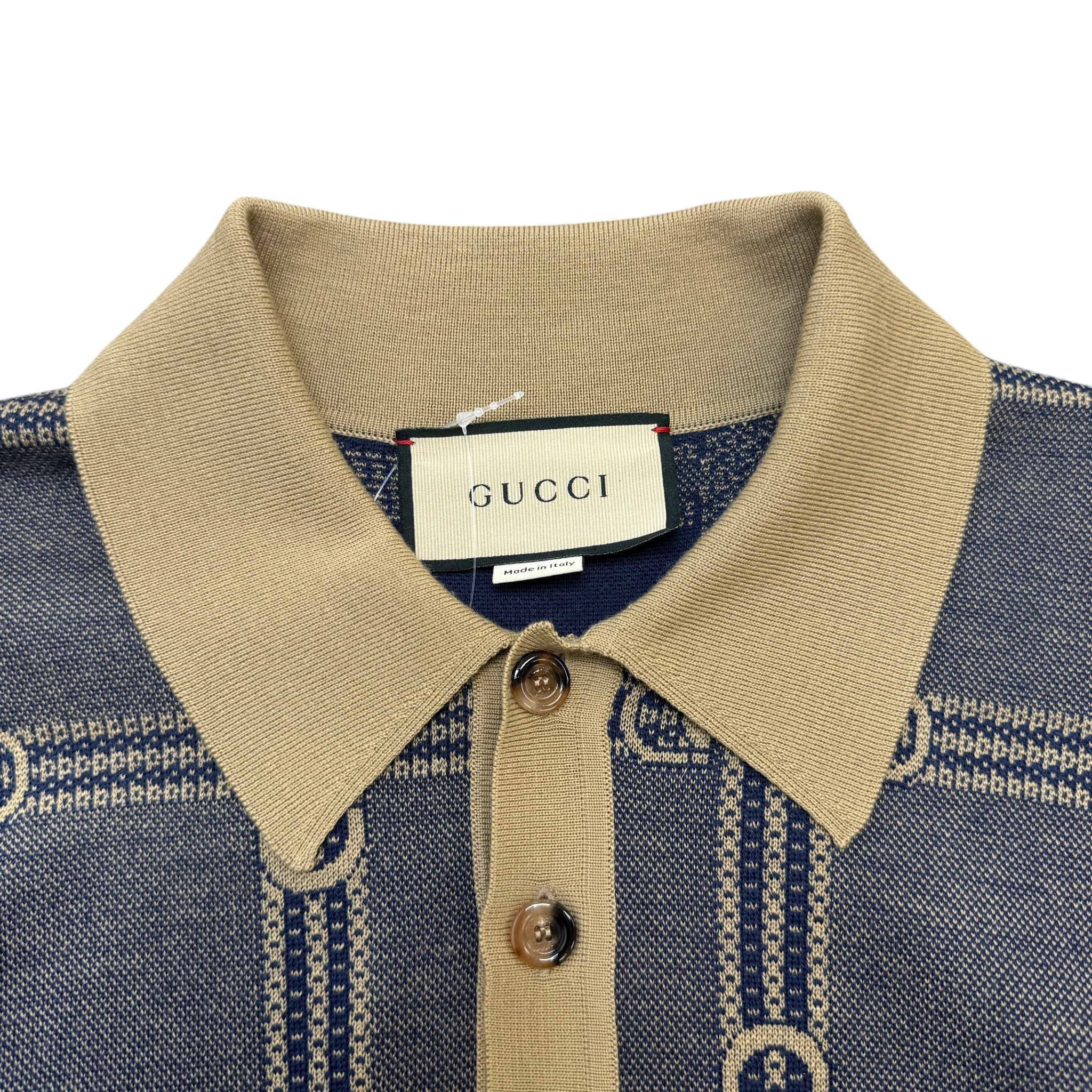 Men's Horsebit Polo Shirt Beige Size S