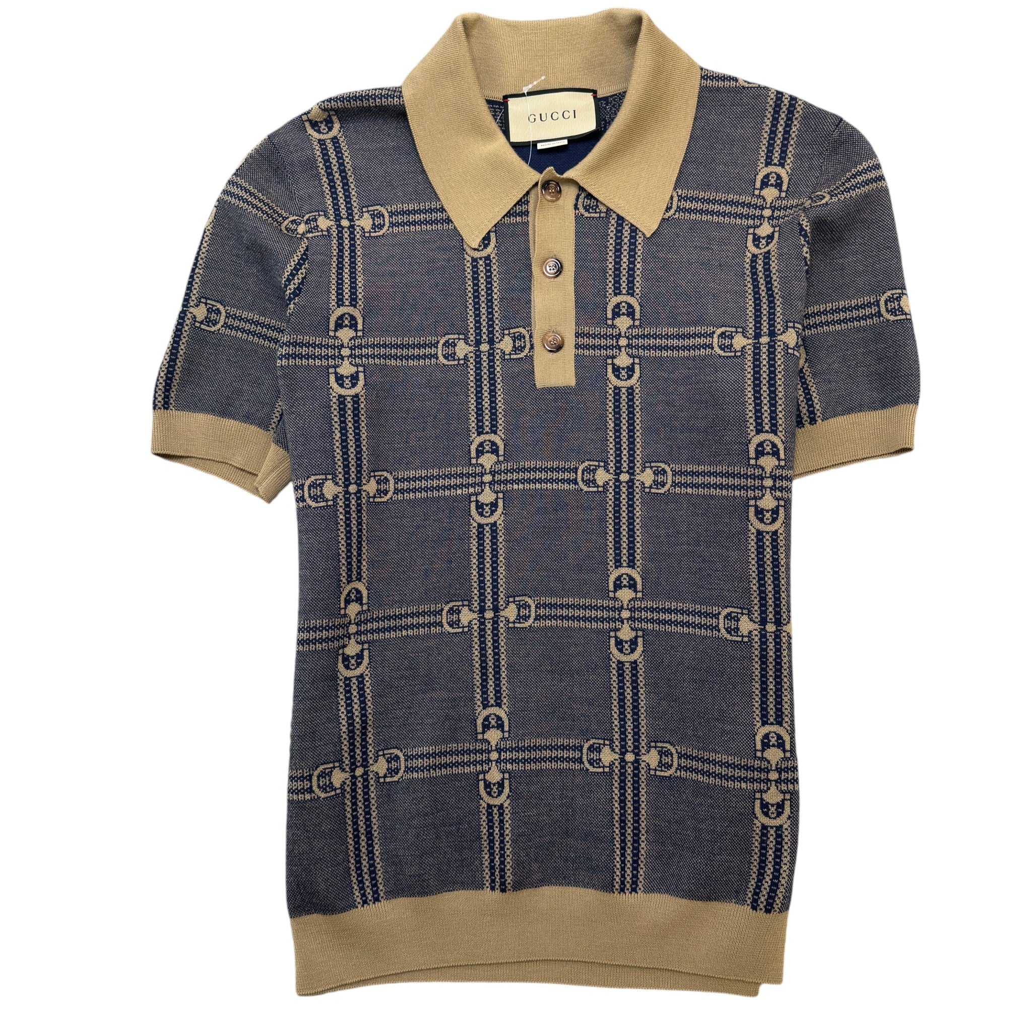 Men's Horsebit Polo Shirt Beige Size S