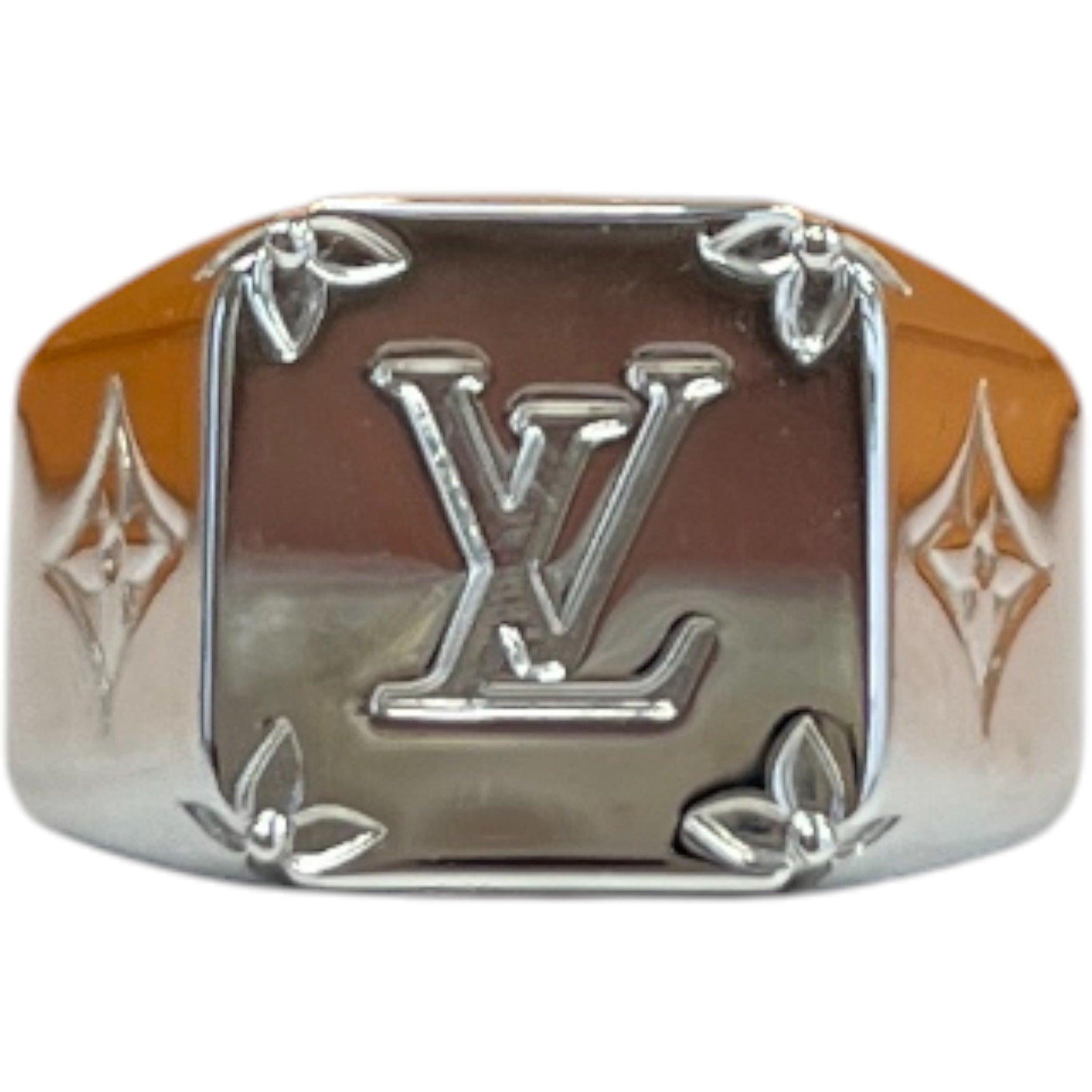 Men's Monogram Signet Ring Silver Size M