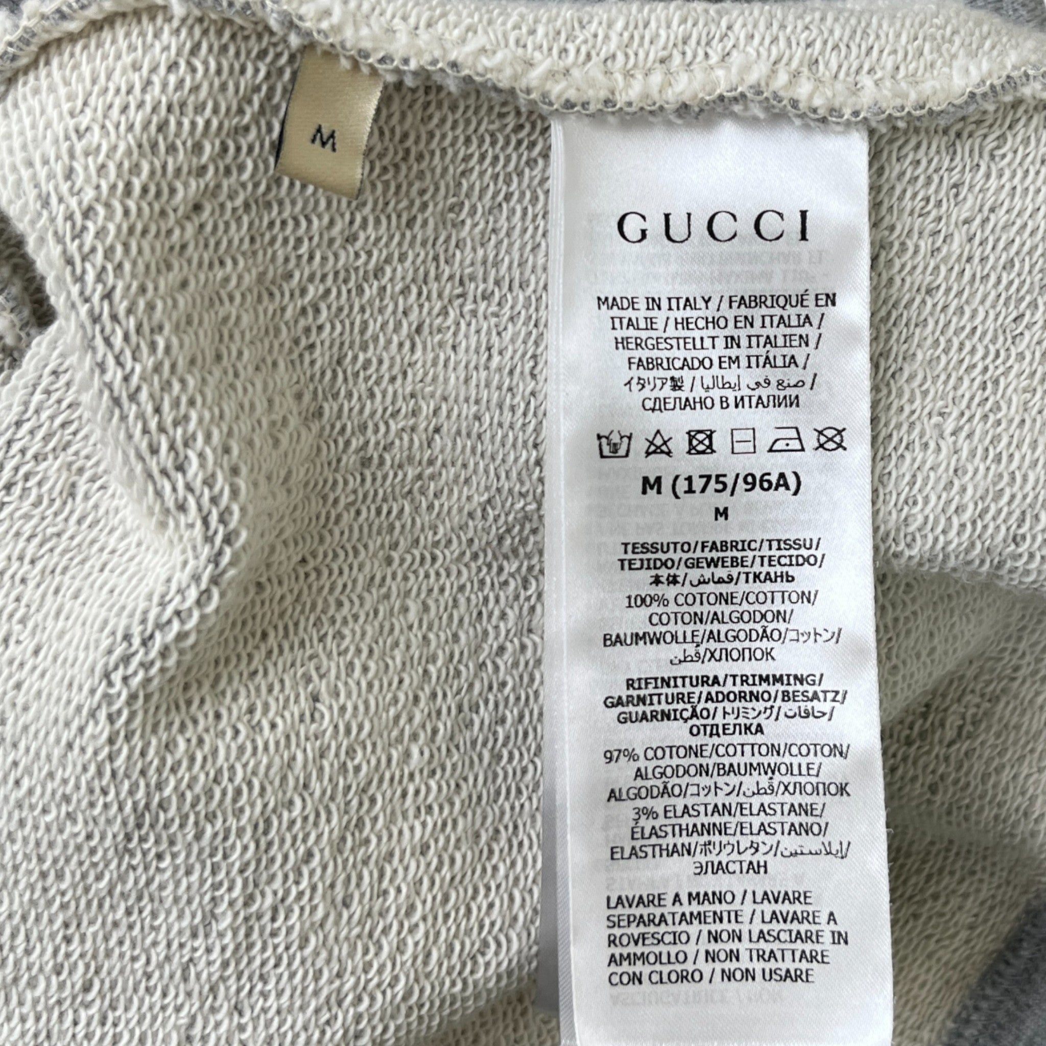 Men's Gg Logo Print Hoodie Grey Size M