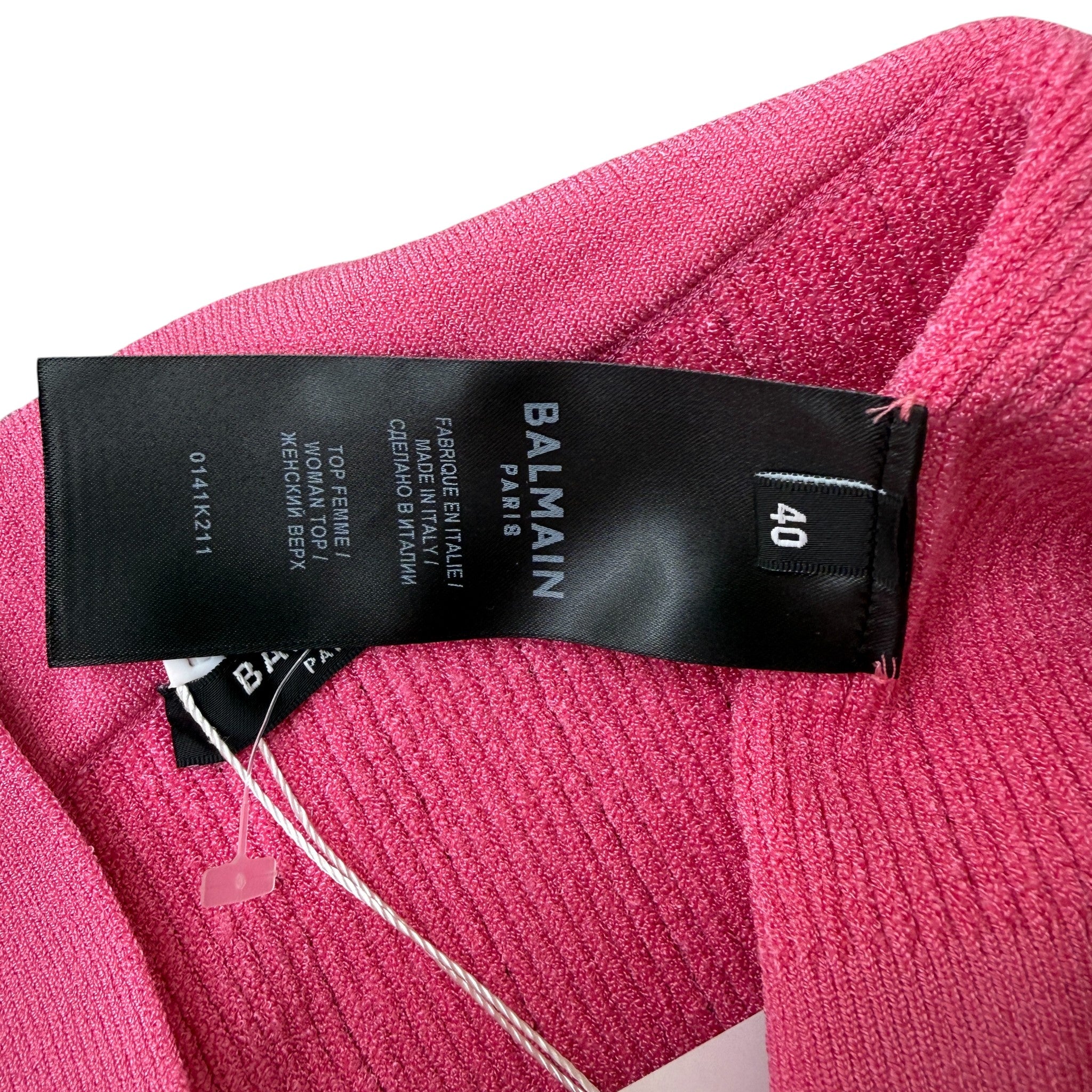 Women's Halterneck Knitted Cropped Top Pink Size S