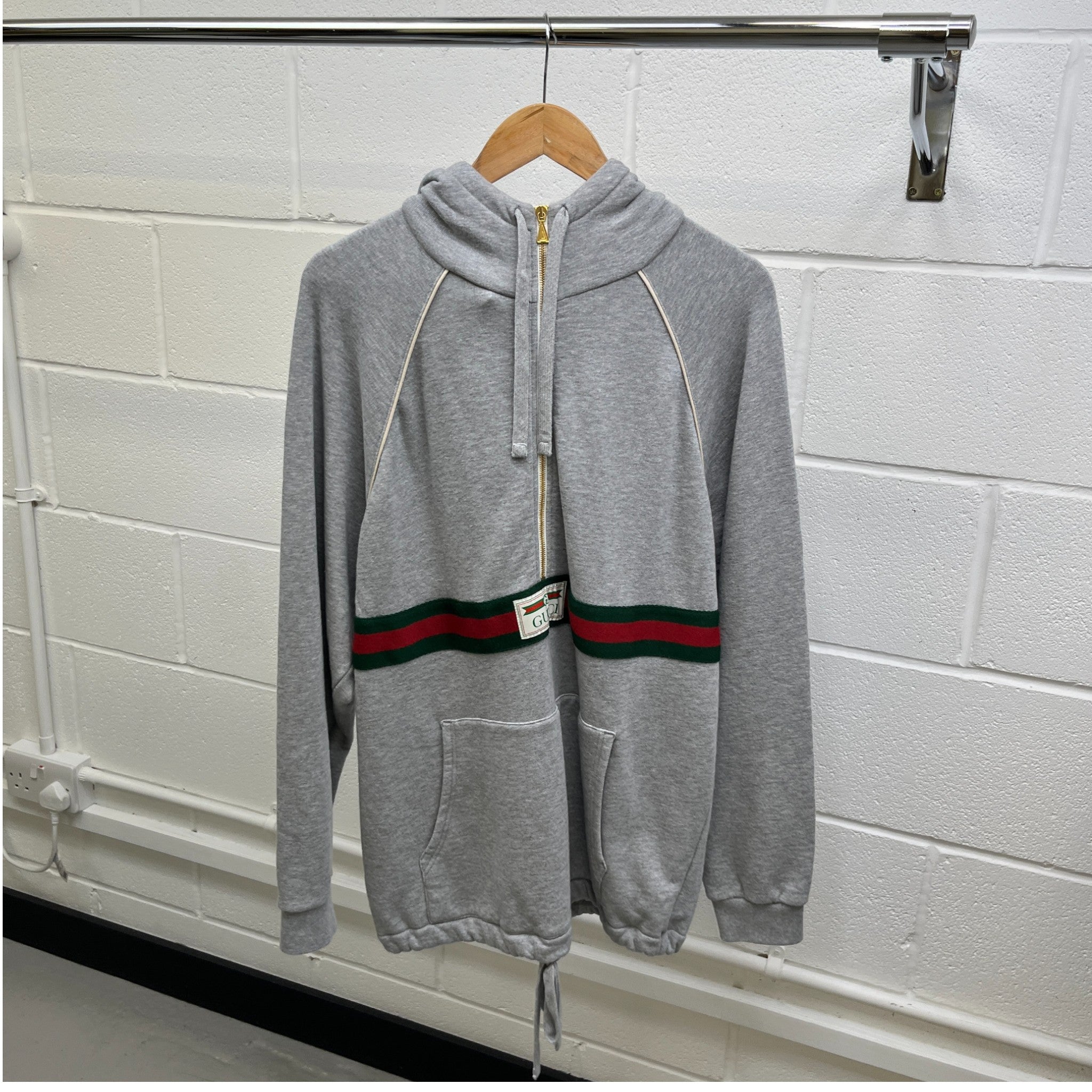 Men's Web Half Zip Hoodie Grey Size M