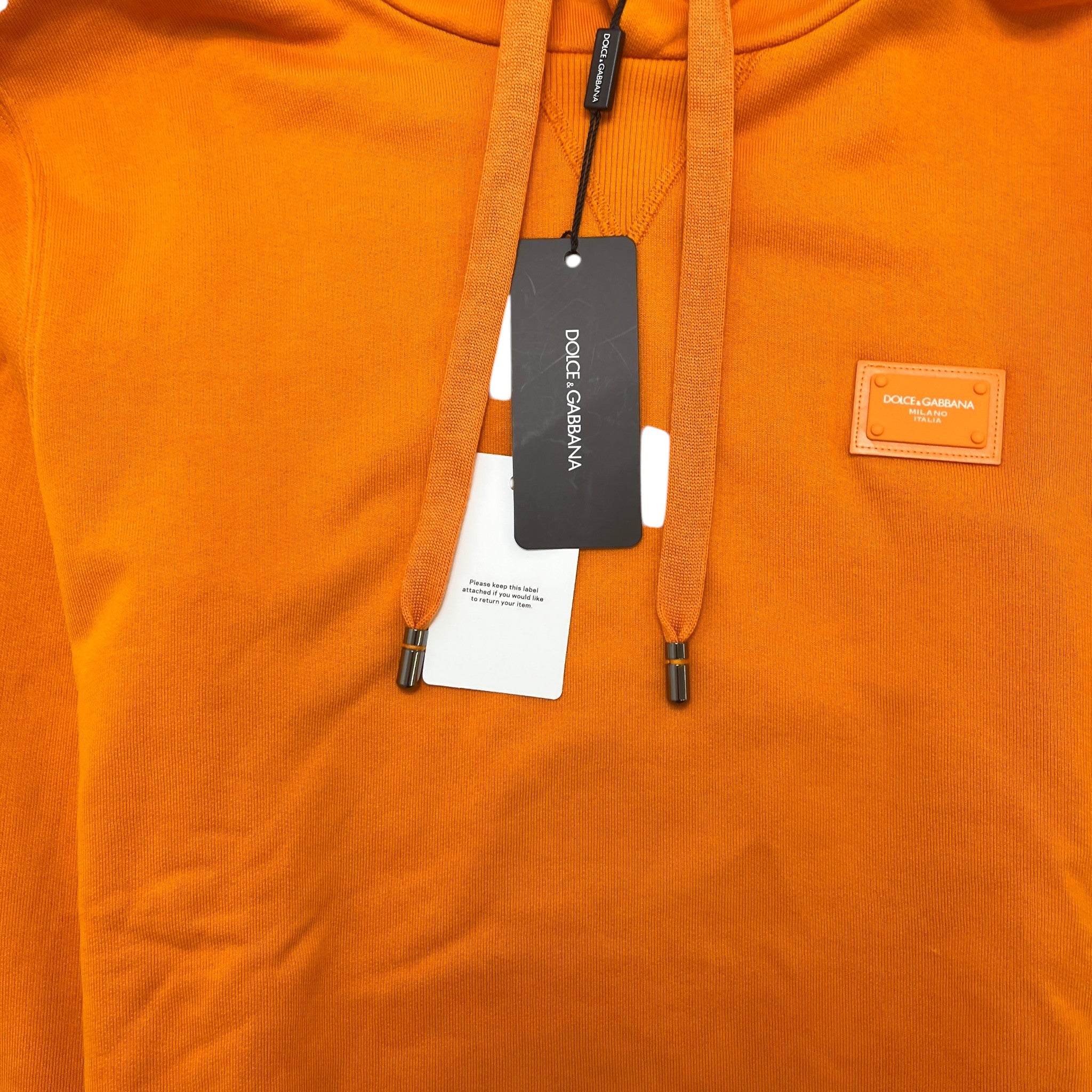 Men's Plaque Logo Hoodie Orange Size IT 48 / UK M