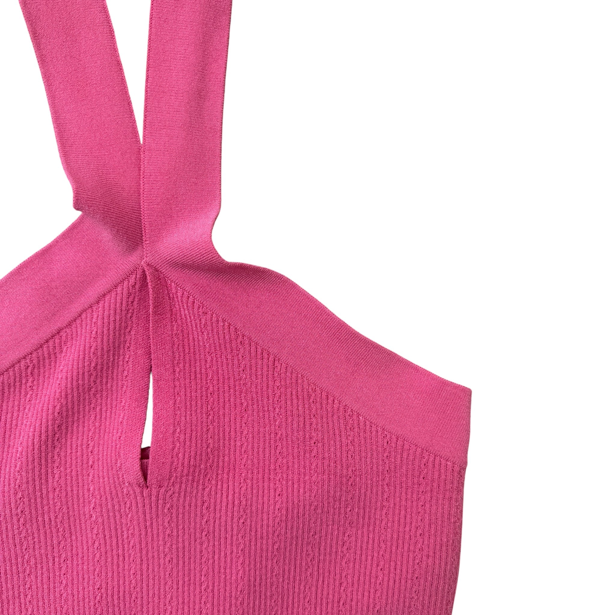 Women's Halterneck Knitted Cropped Top Pink Size S