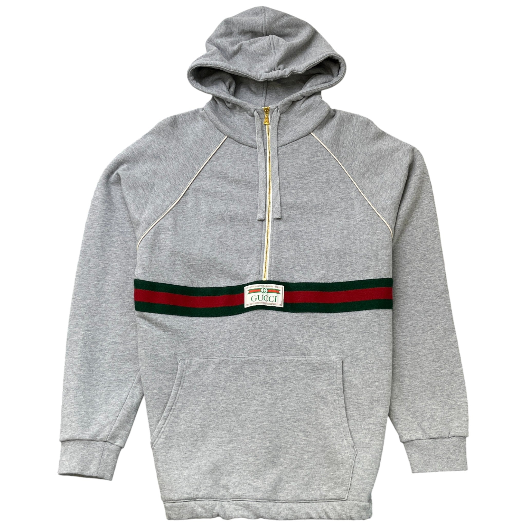 Men's Web Half Zip Hoodie Grey Size M