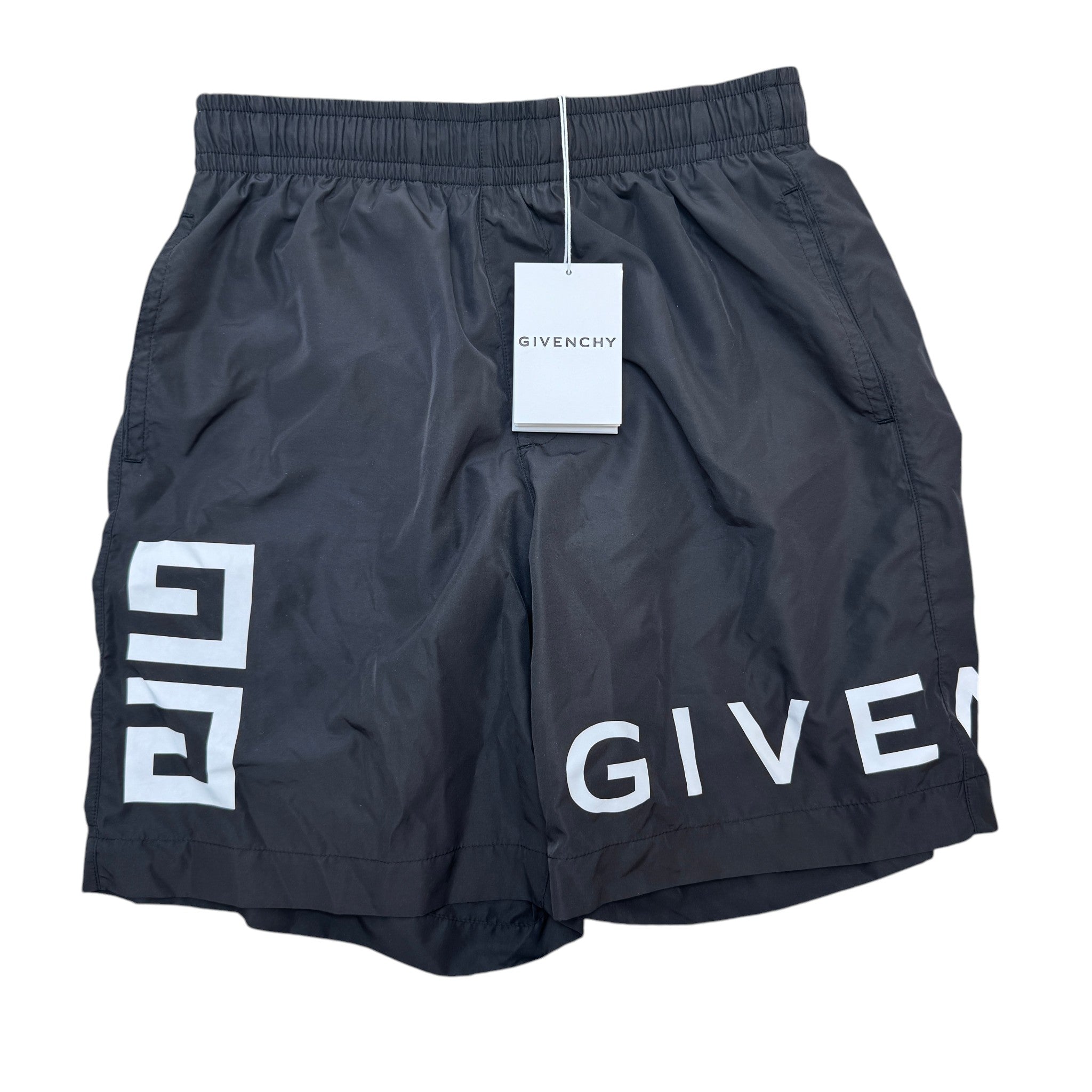 Men's Logo Print Swim Shorts Black Size S