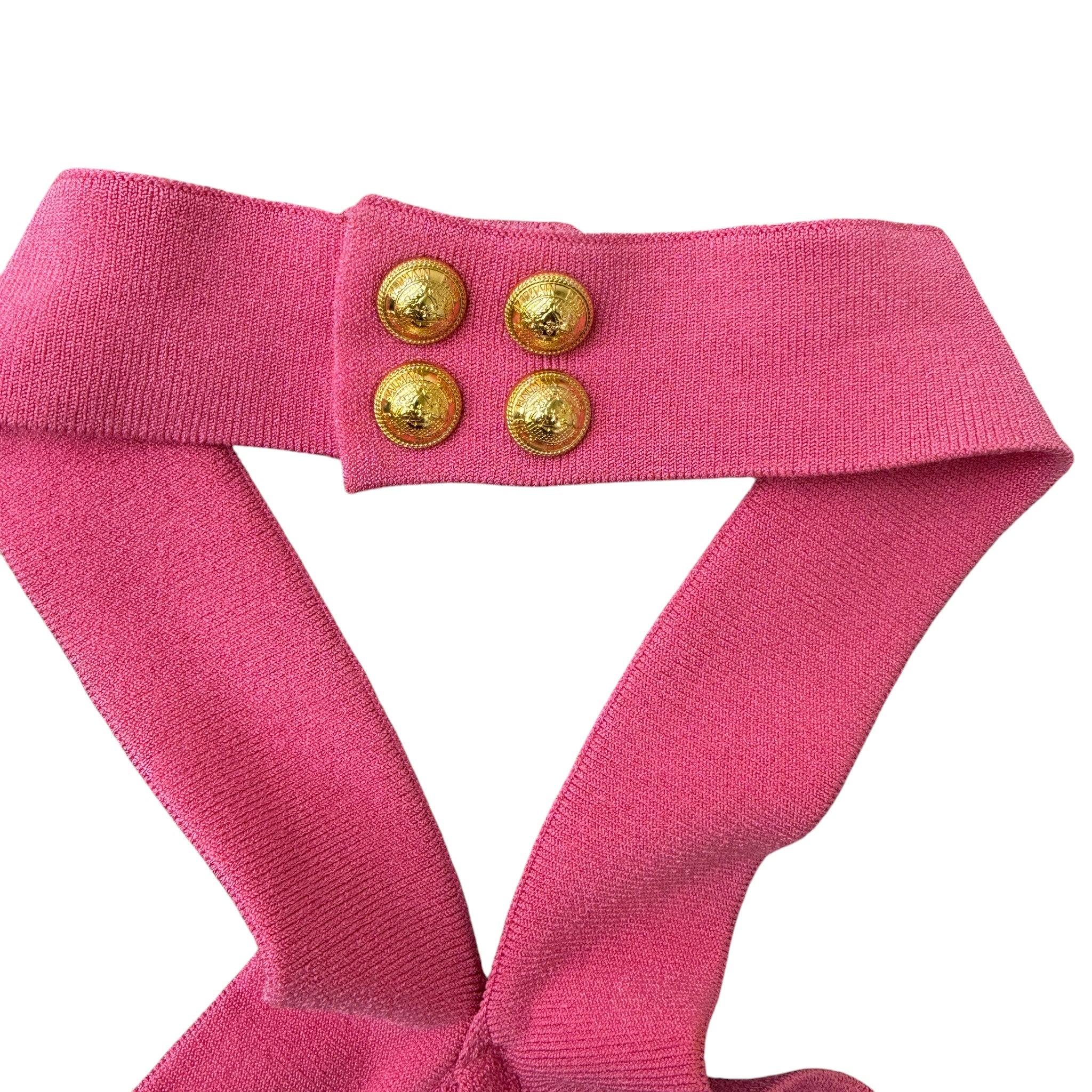 Women's Halterneck Knitted Cropped Top Pink Size S