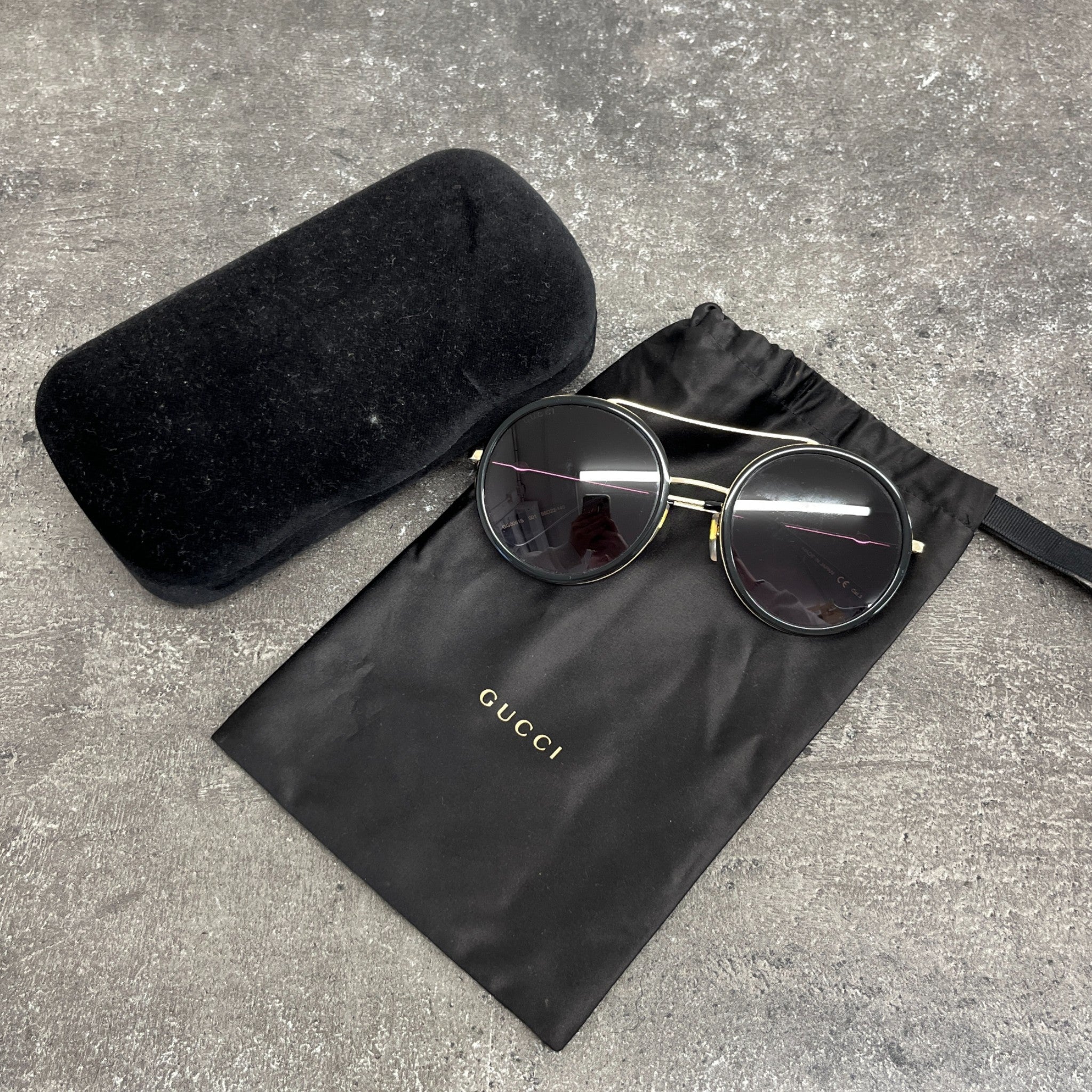 Women's Gg0061S Round Sunglasses Black