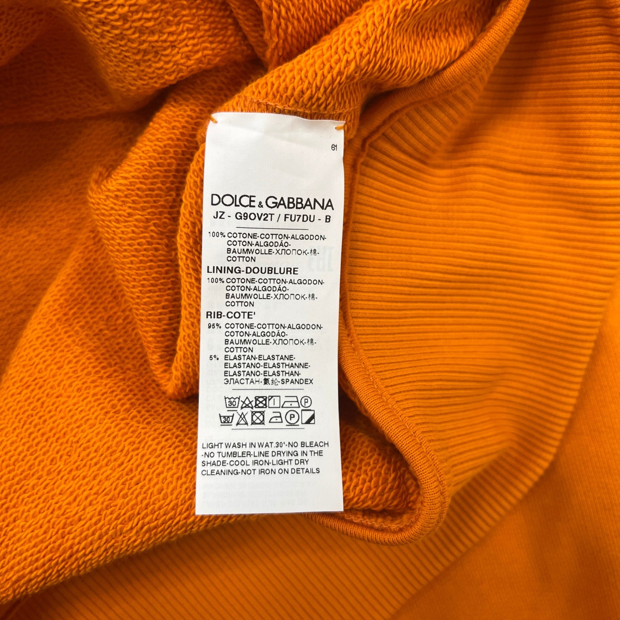 Men's Plaque Logo Hoodie Orange Size IT 48 / UK M