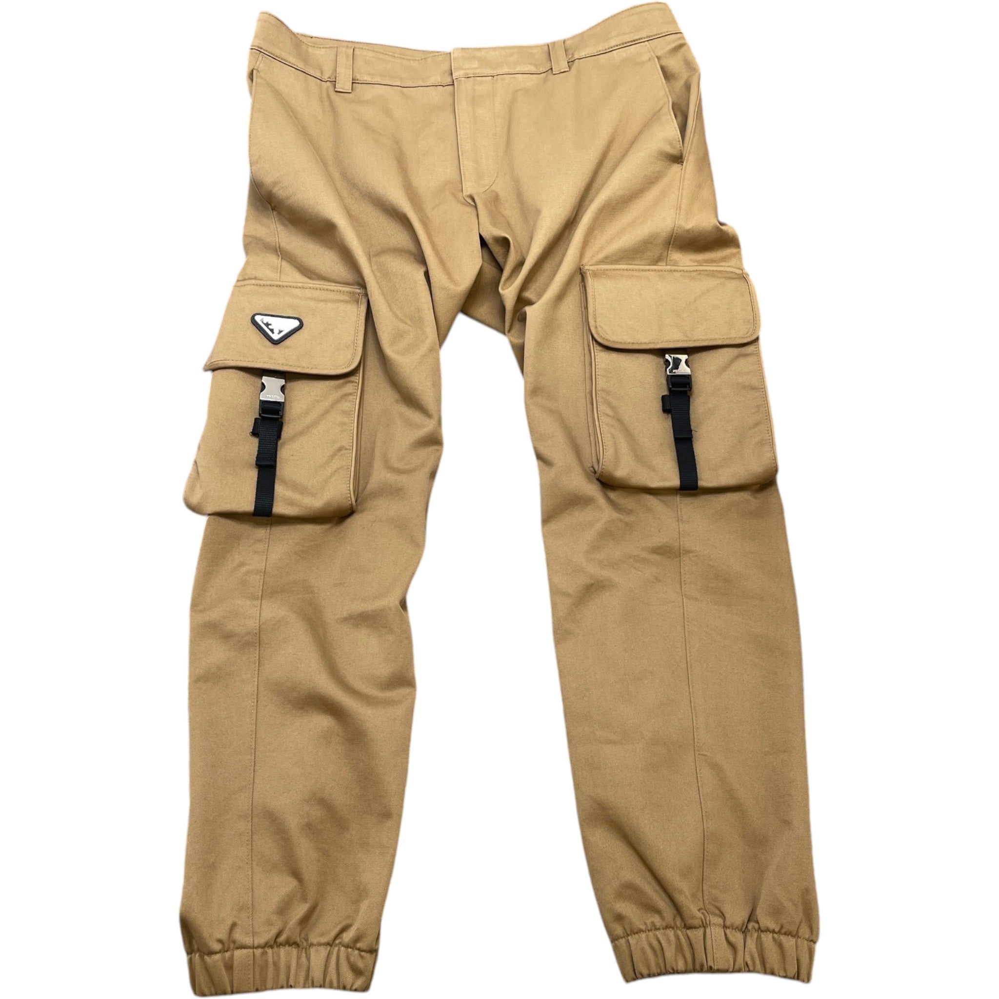 Men's Re-Nylon Plaque Logo Cargos Beige Size IT 52 / UK 36