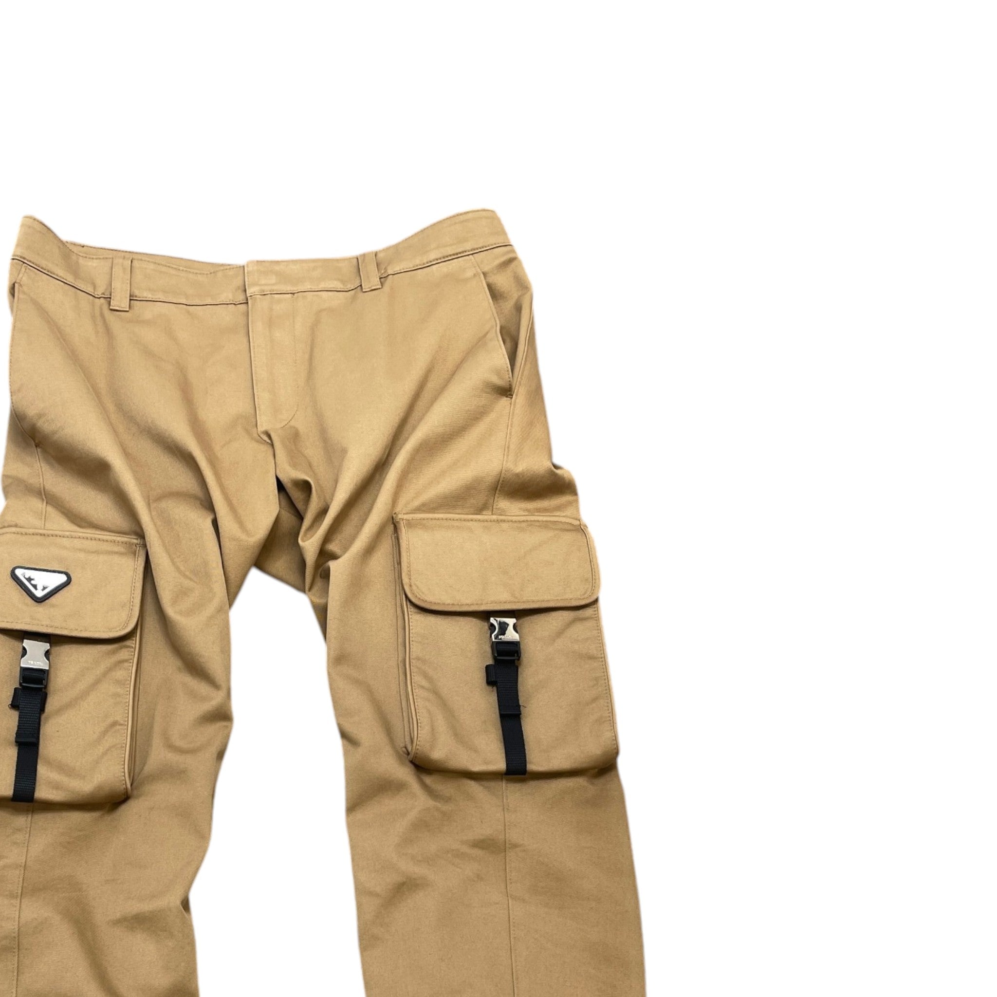 Men's Re-Nylon Plaque Logo Cargos Beige Size IT 52 / UK 36