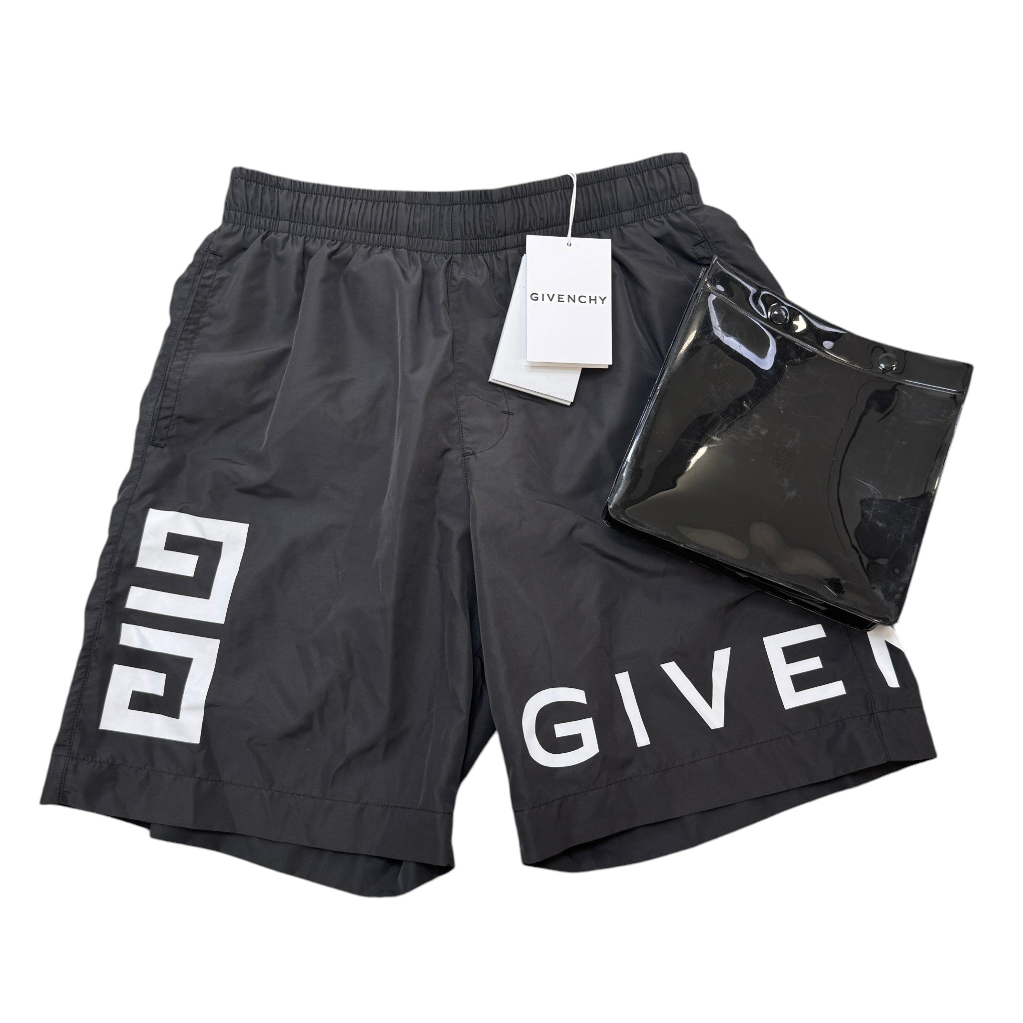 Men's Logo Print Swim Shorts Black Size S