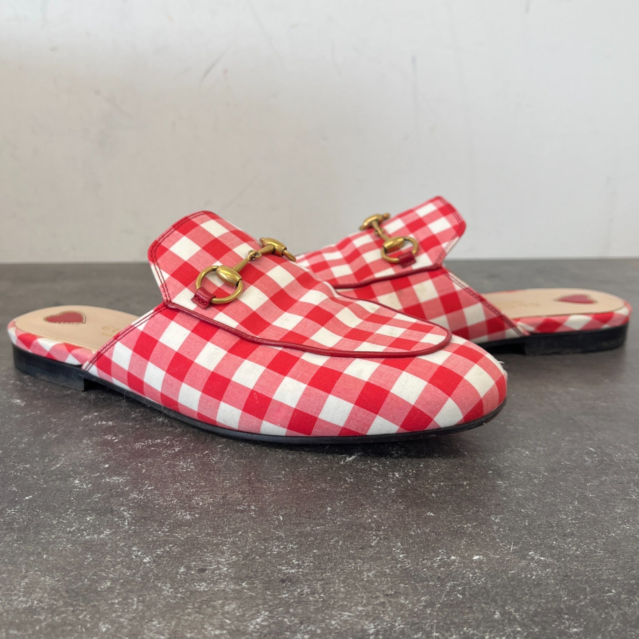 Women's Princetown Gingham Mules Red Size EU 36 / UK 3