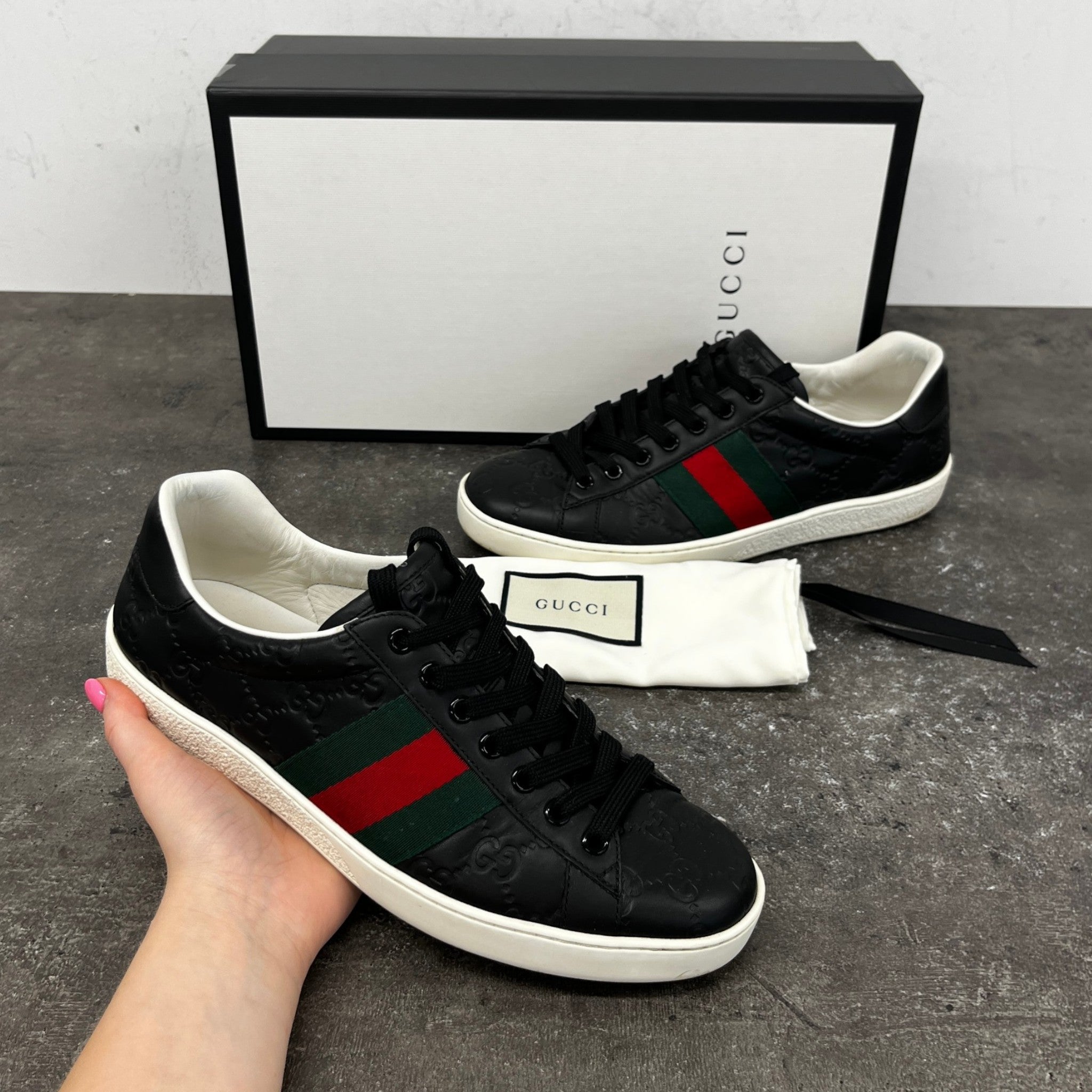 Men's Gg Marmont Low Trainers Black Size EU 40 / UK 6