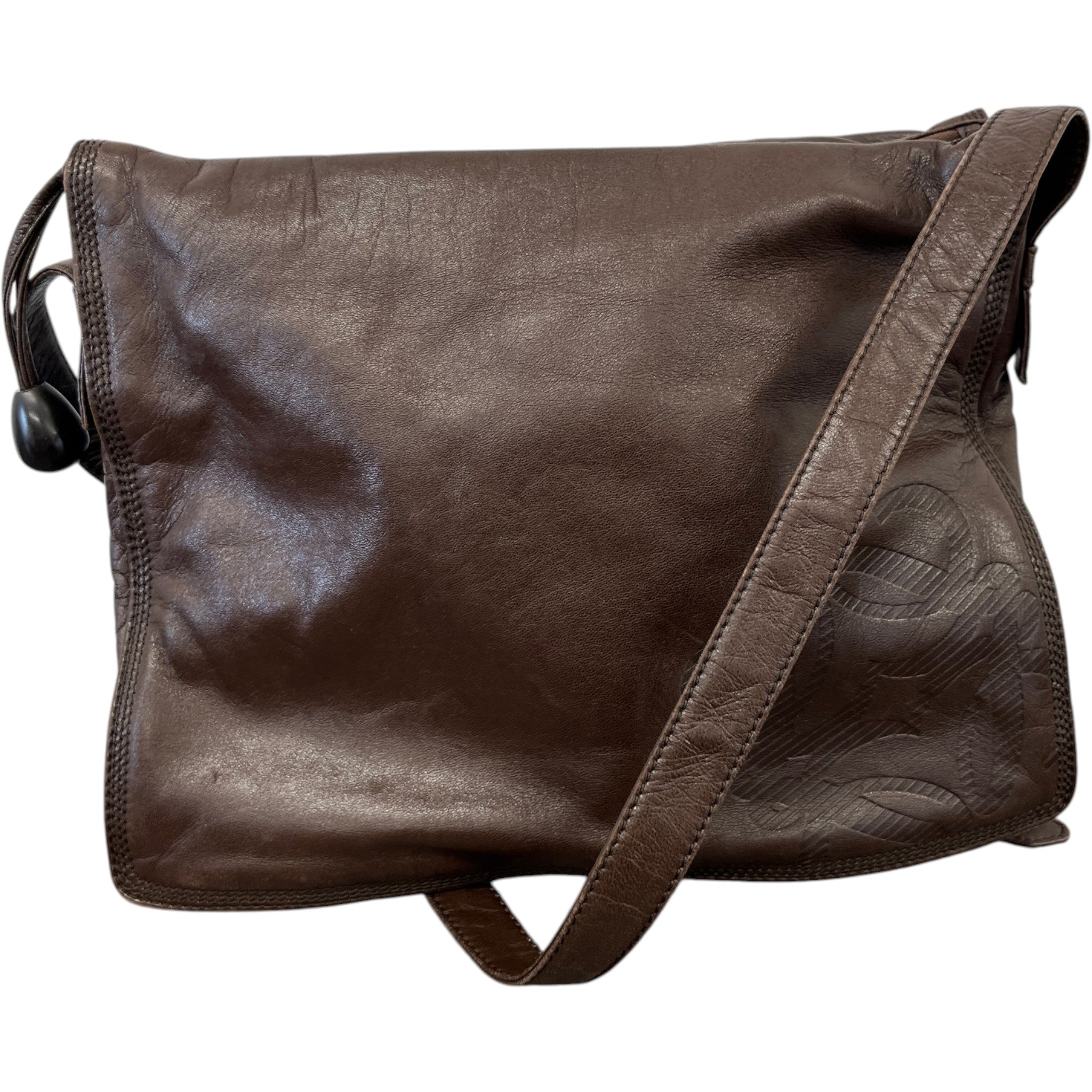 Women's Embossed Anagram Shoulder Bag Brown