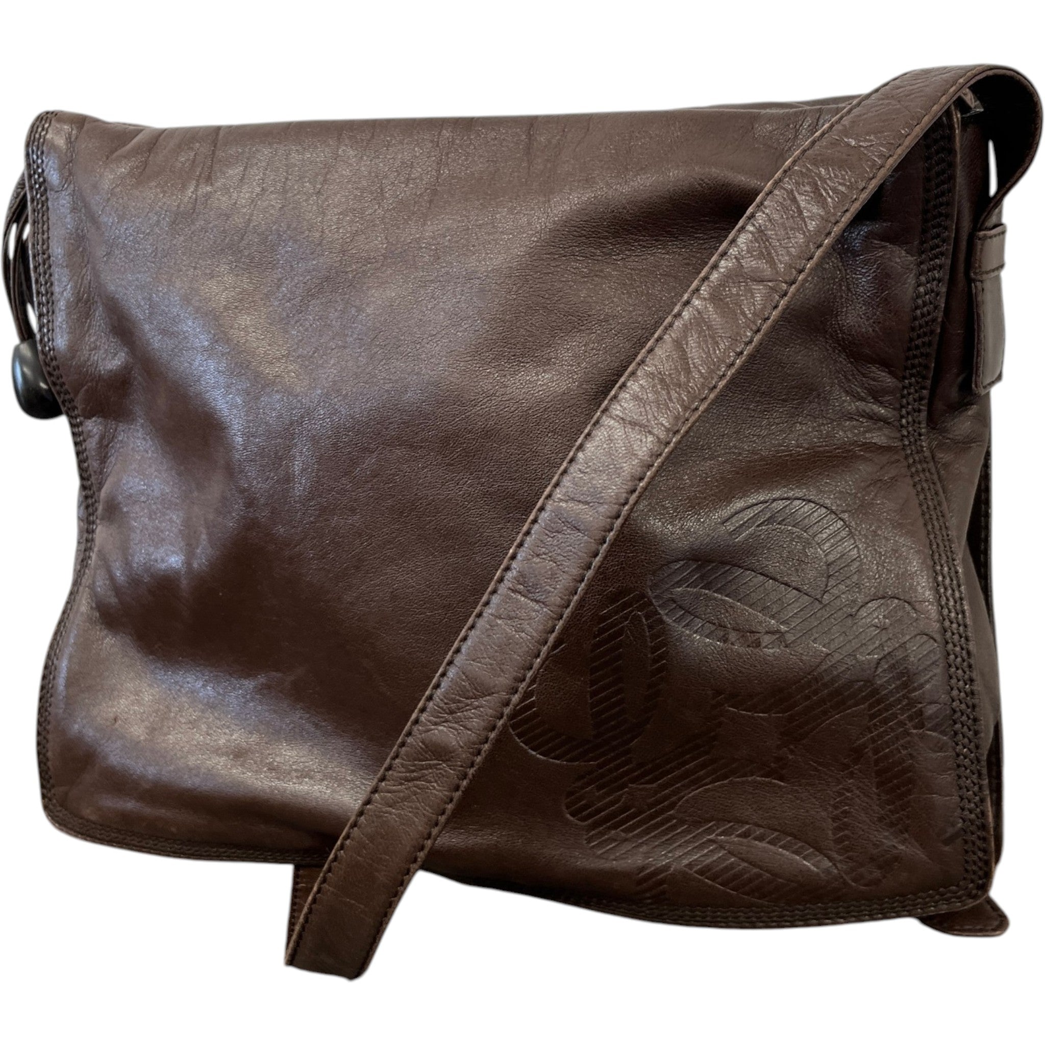 Women's Embossed Anagram Shoulder Bag Brown