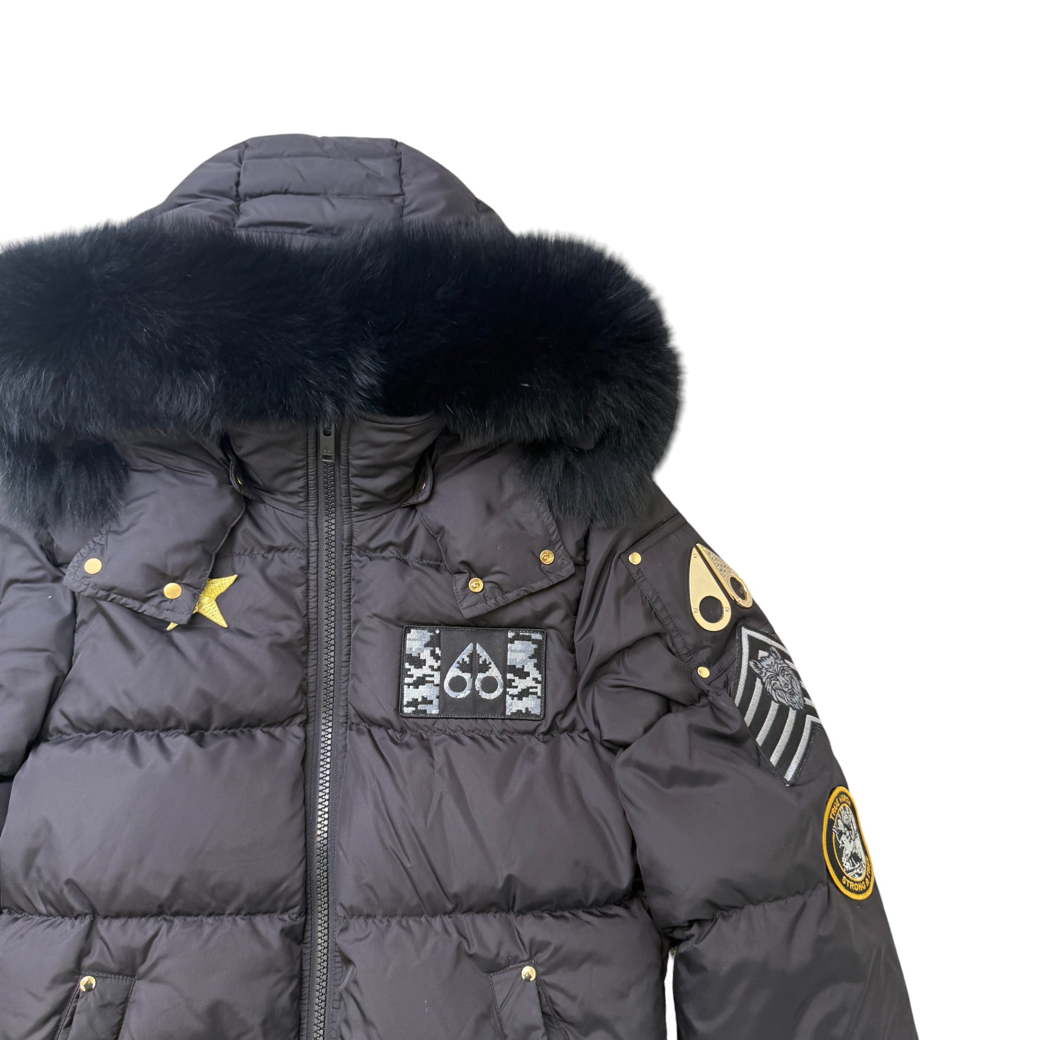 Men's Patchwork Colinton Bomber Down Jacket Black Size XS