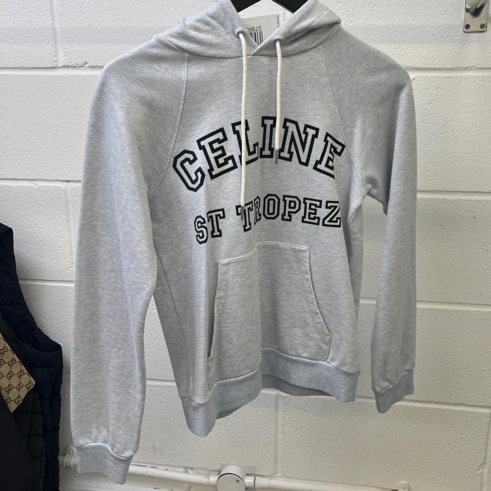 Women's Logo Print Hoodie Grey Size XS