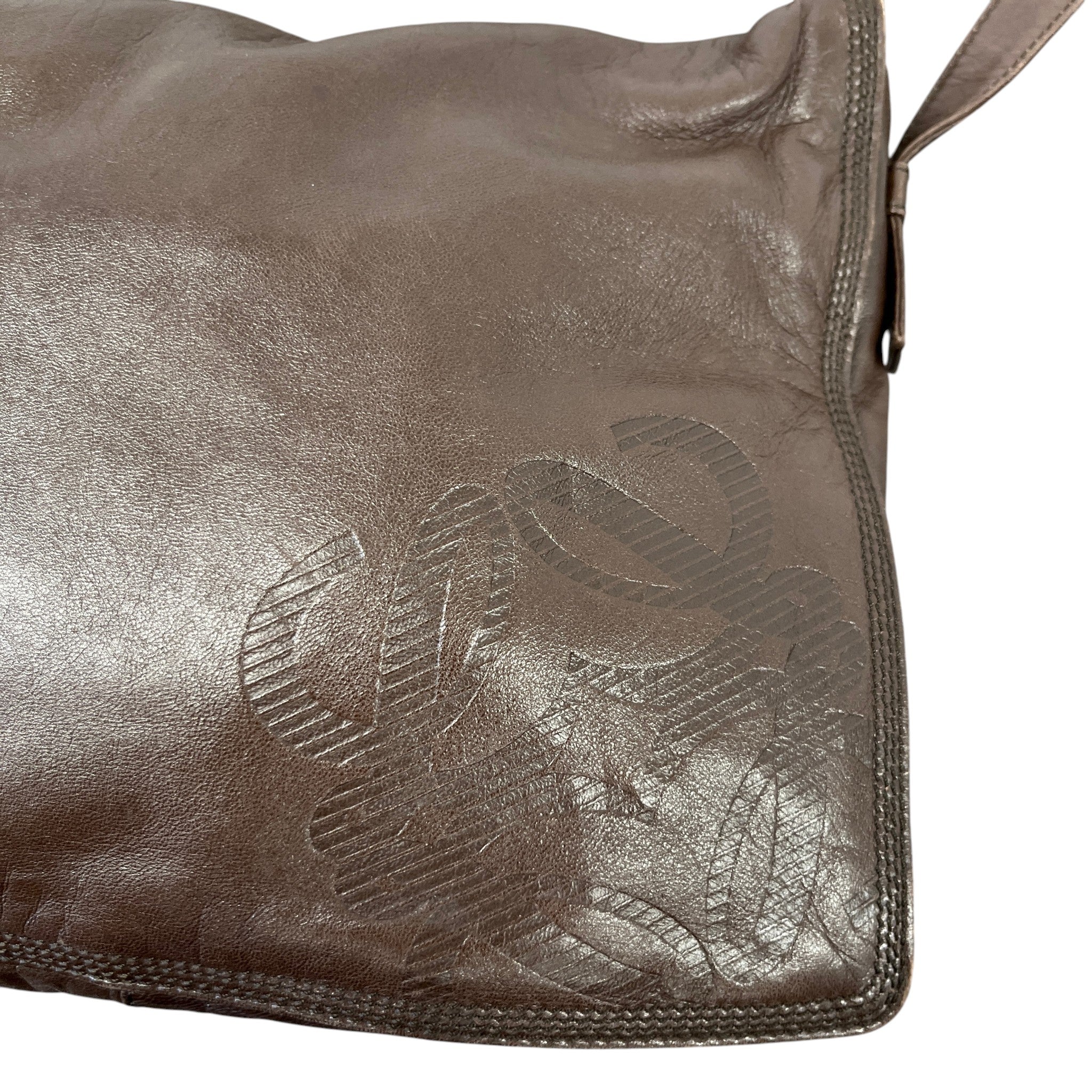 Women's Embossed Anagram Shoulder Bag Brown