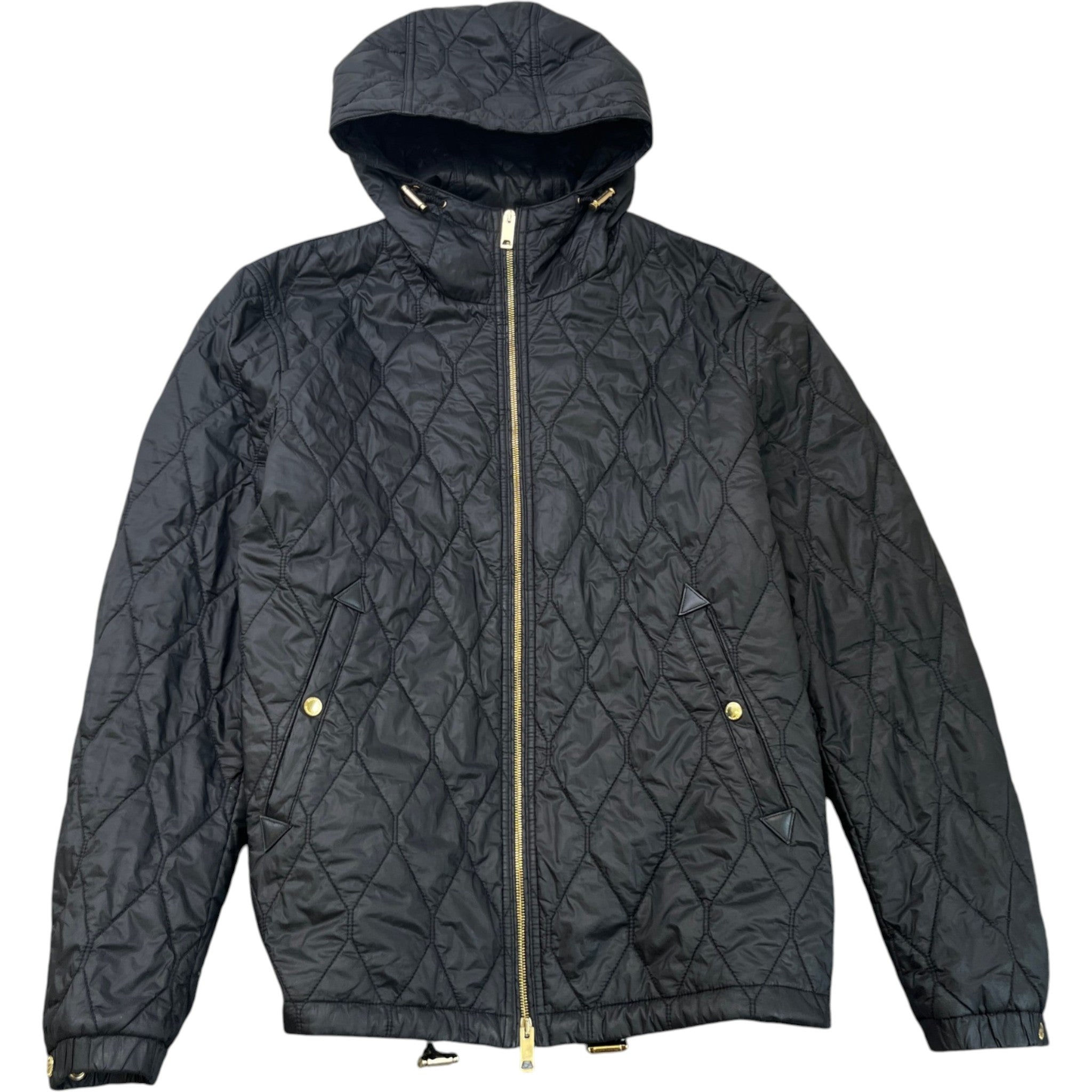 Men's Nova Check Lined Quilted Jacket Black Size XXL