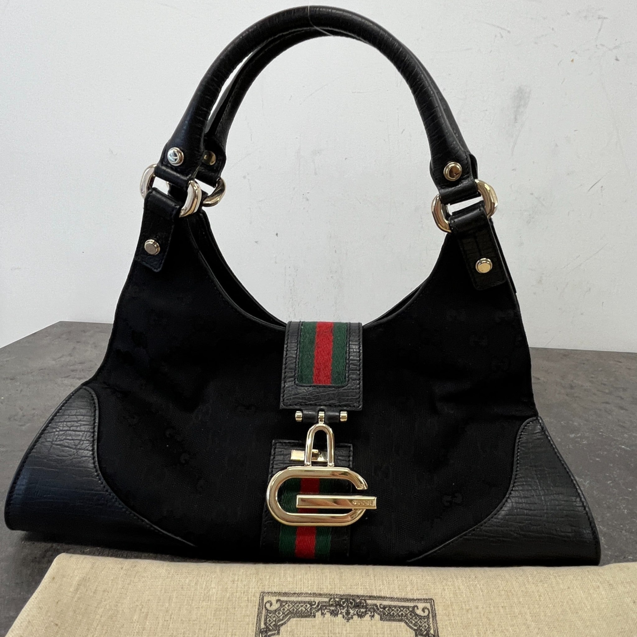 Women's Gg Web Jackie Handbag Black