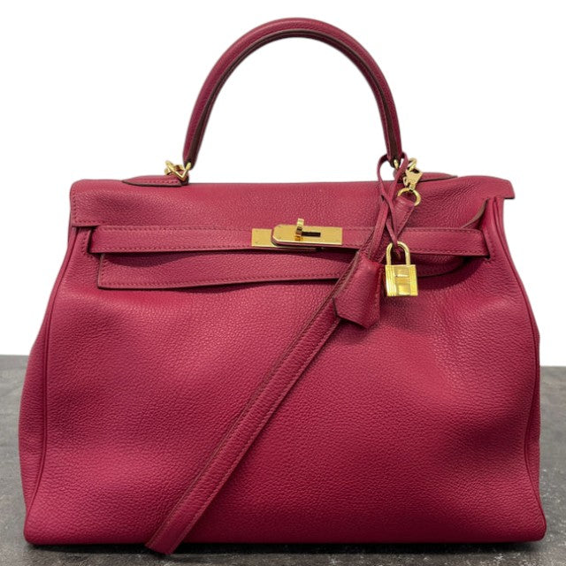 Women's Kelly 35 Clemence Rouge Bag Burgundy