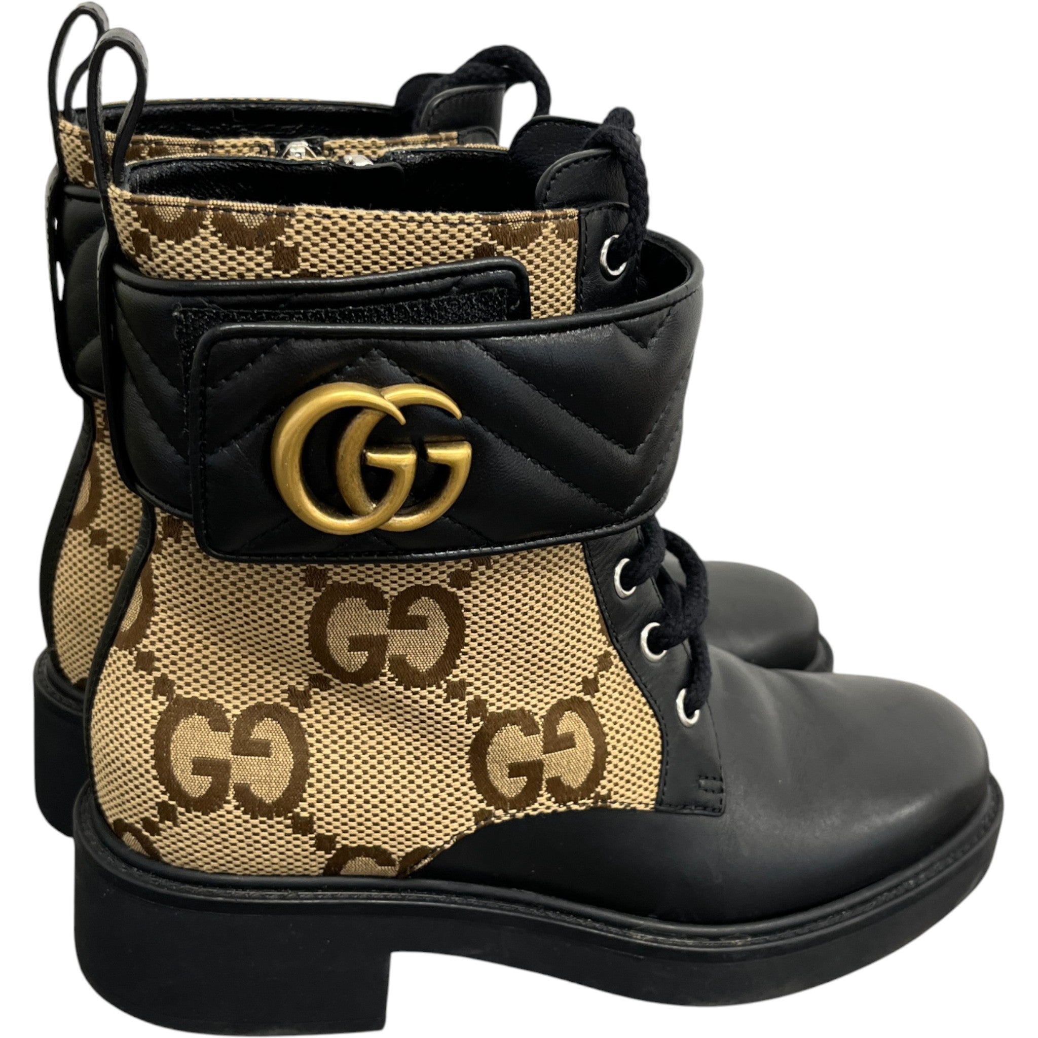 Women's Gg Marmont Round Toe Ankle Boots Black Size EU 36.5 / UK 3.5