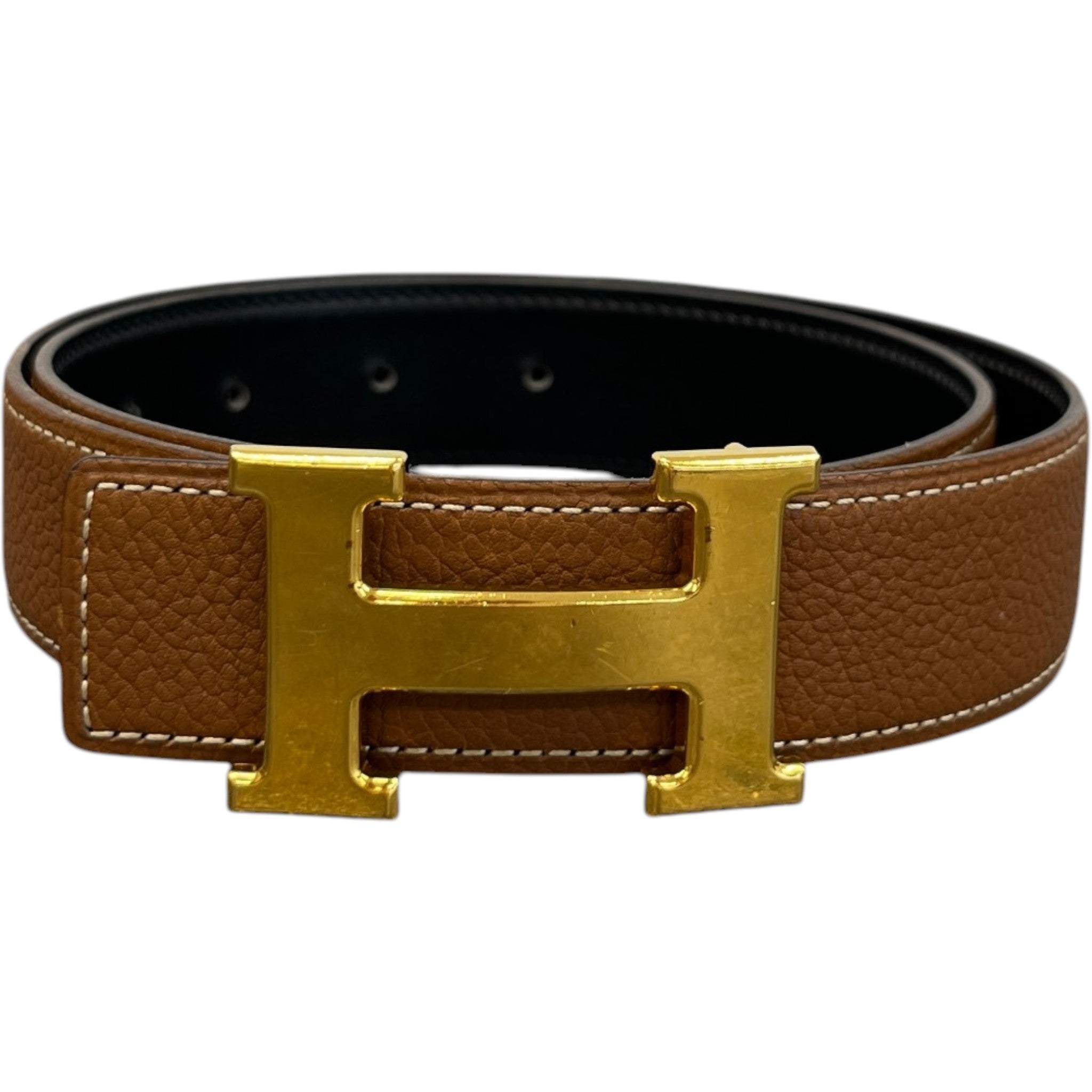 Women's Buckle Reversible Belt Beige Size 75CM / UK 6