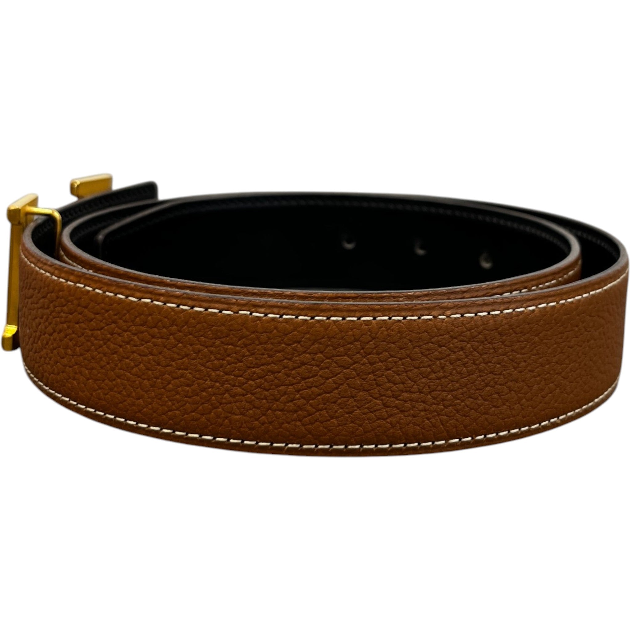 Women's Buckle Reversible Belt Beige Size 75CM / UK 6