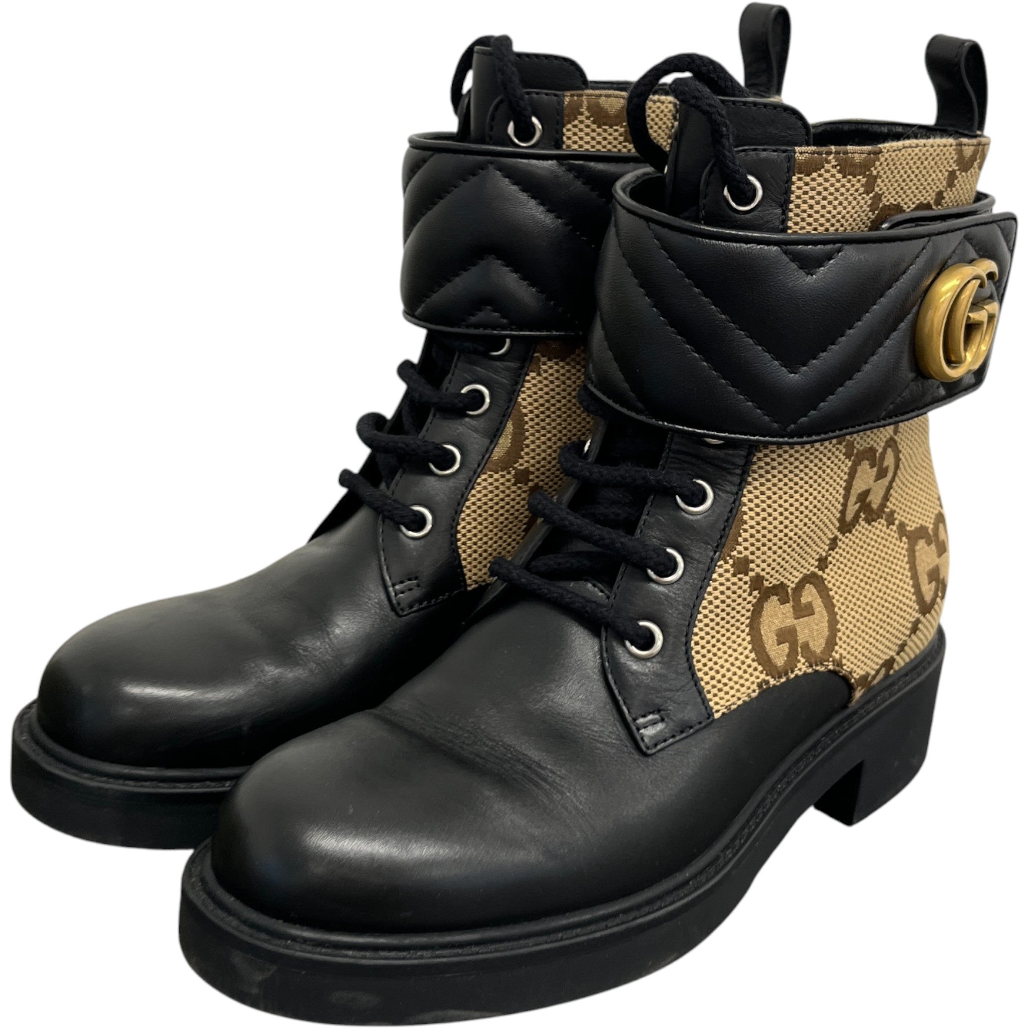 Women's Gg Marmont Round Toe Ankle Boots Black Size EU 36.5 / UK 3.5