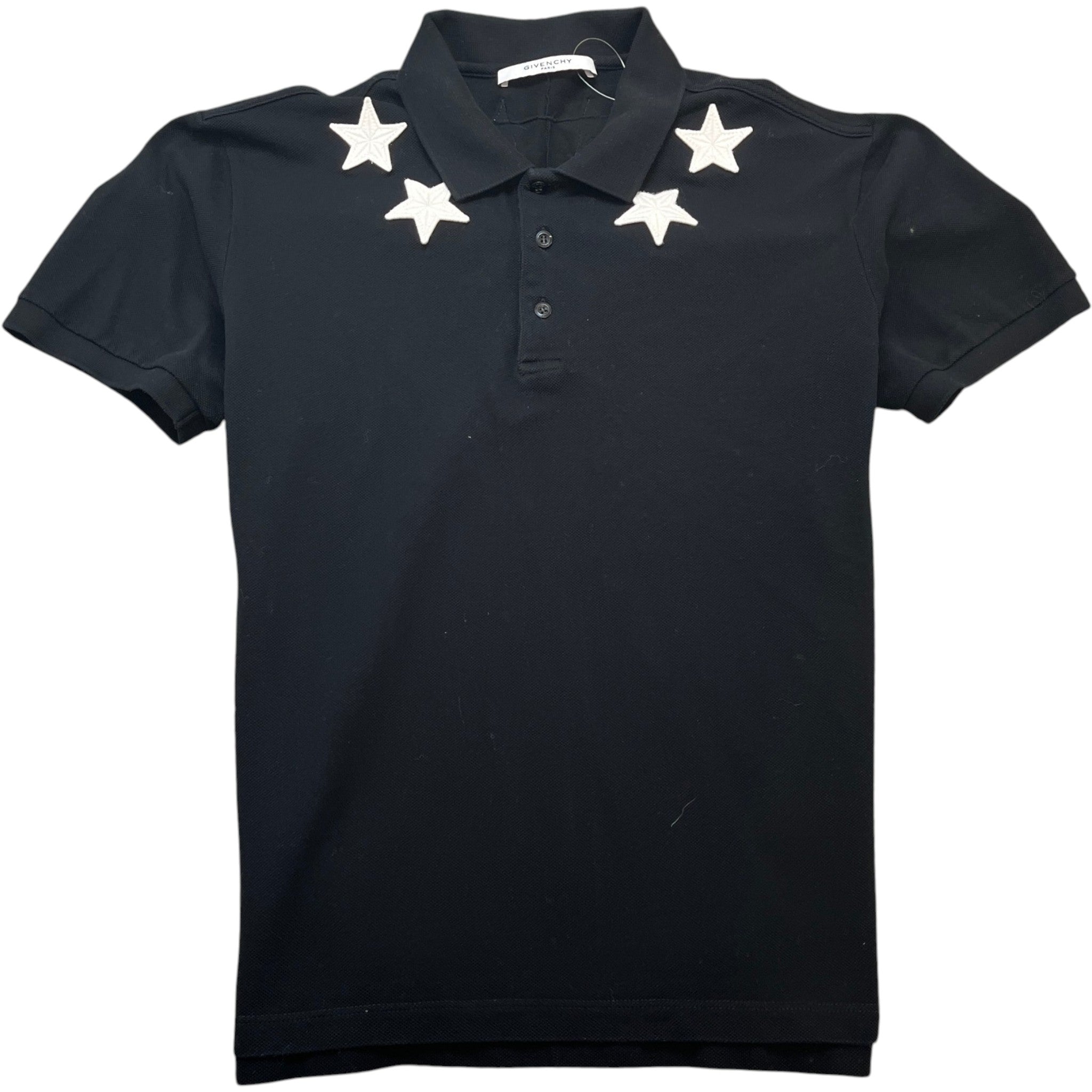 Men's Applique Stars Polo Shirt Black Size XL