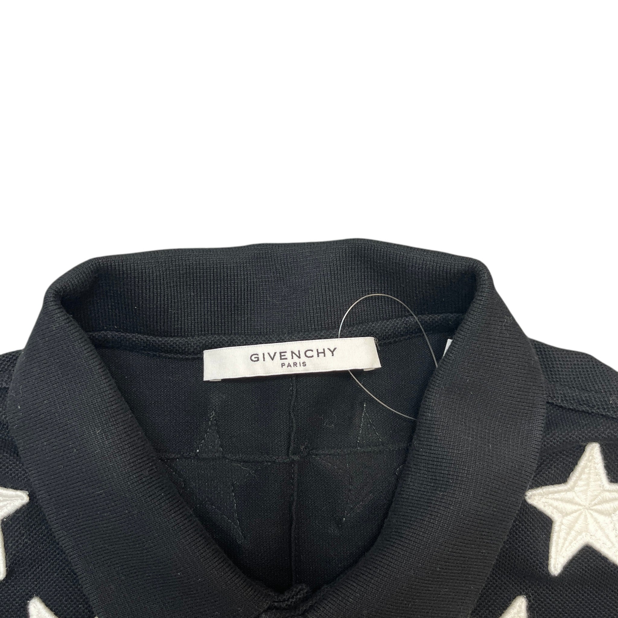 Men's Applique Stars Polo Shirt Black Size XL