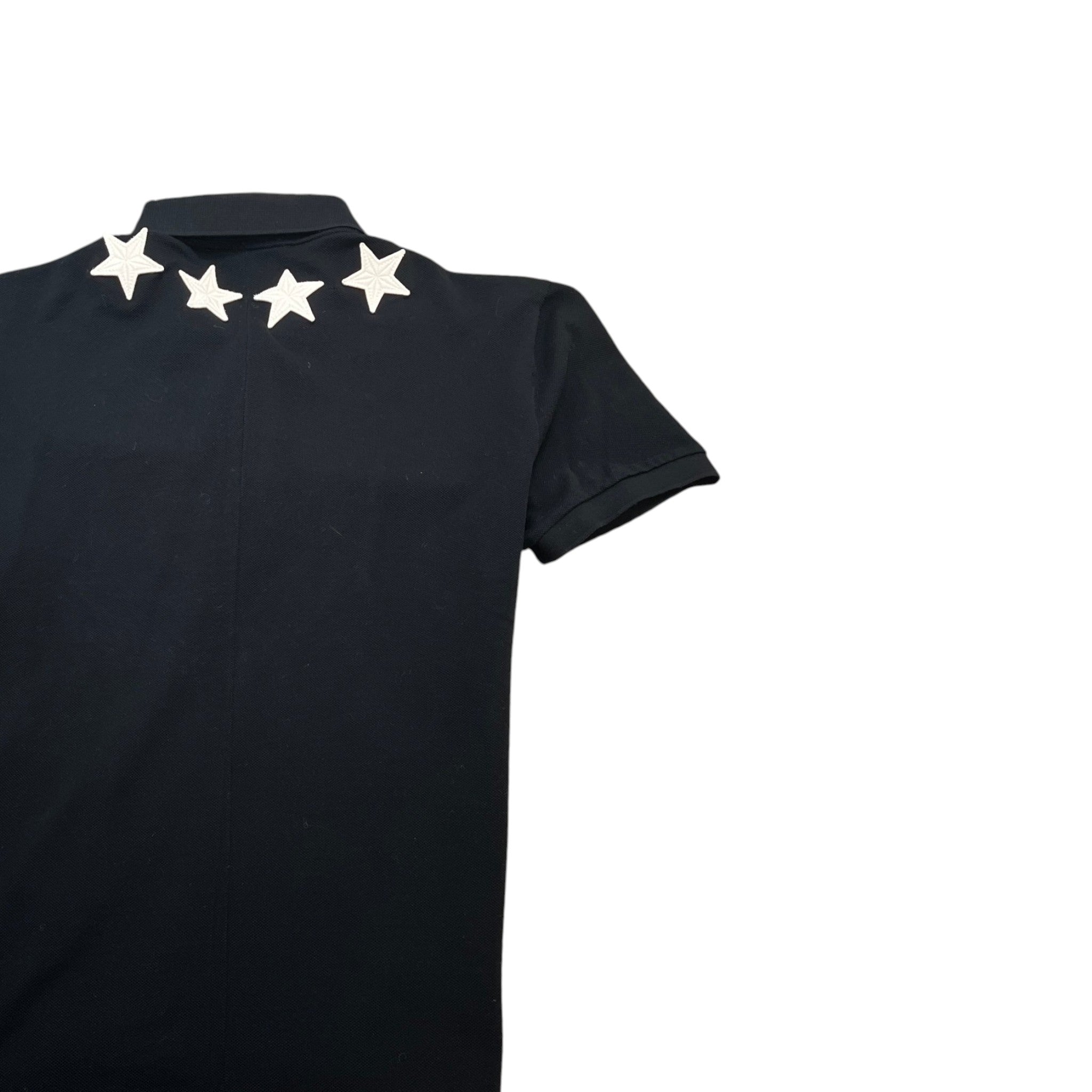 Men's Applique Stars Polo Shirt Black Size XL