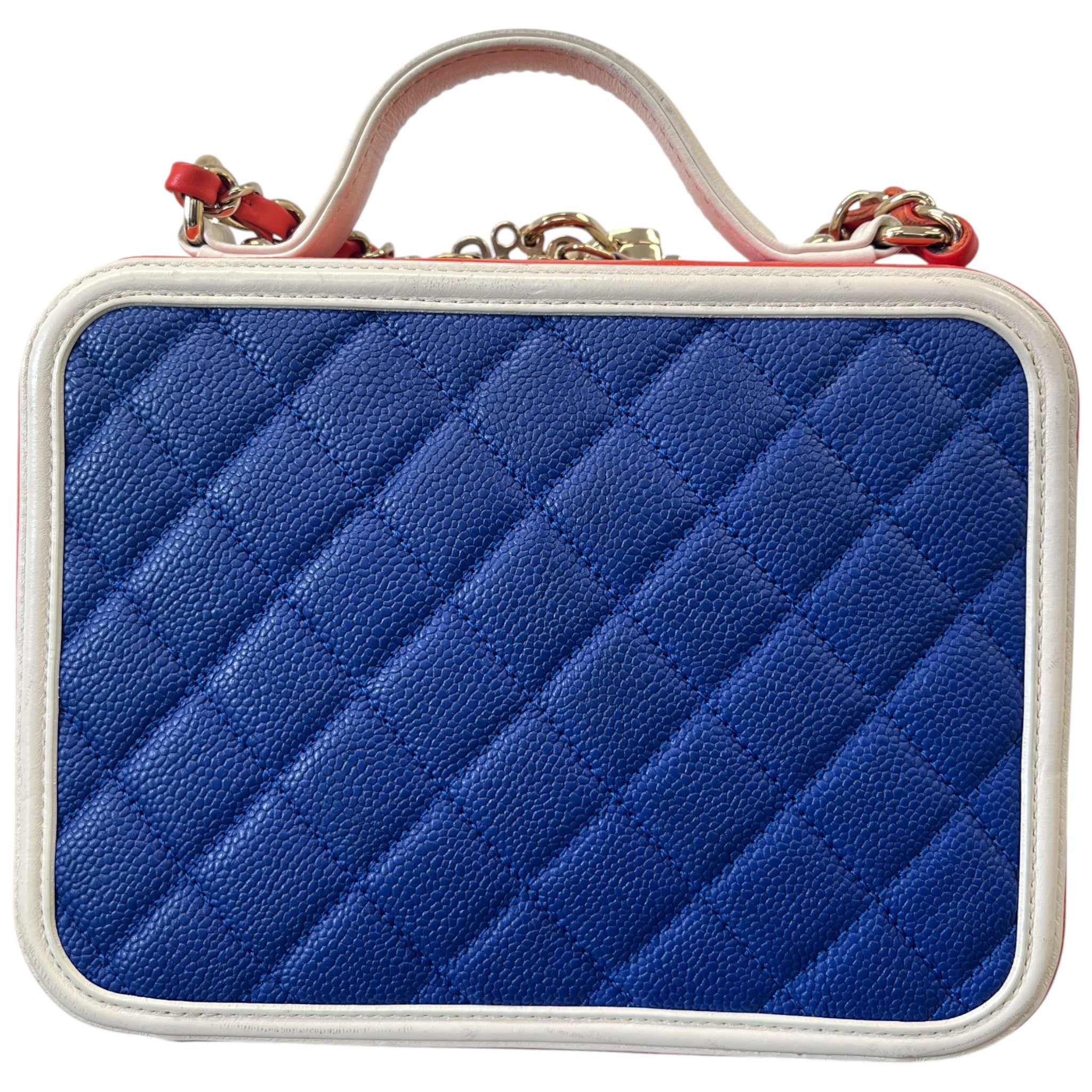 Women's Tricolor Caviar Cc Filigree Vanity Case Medium Handbag Multi-Coloured