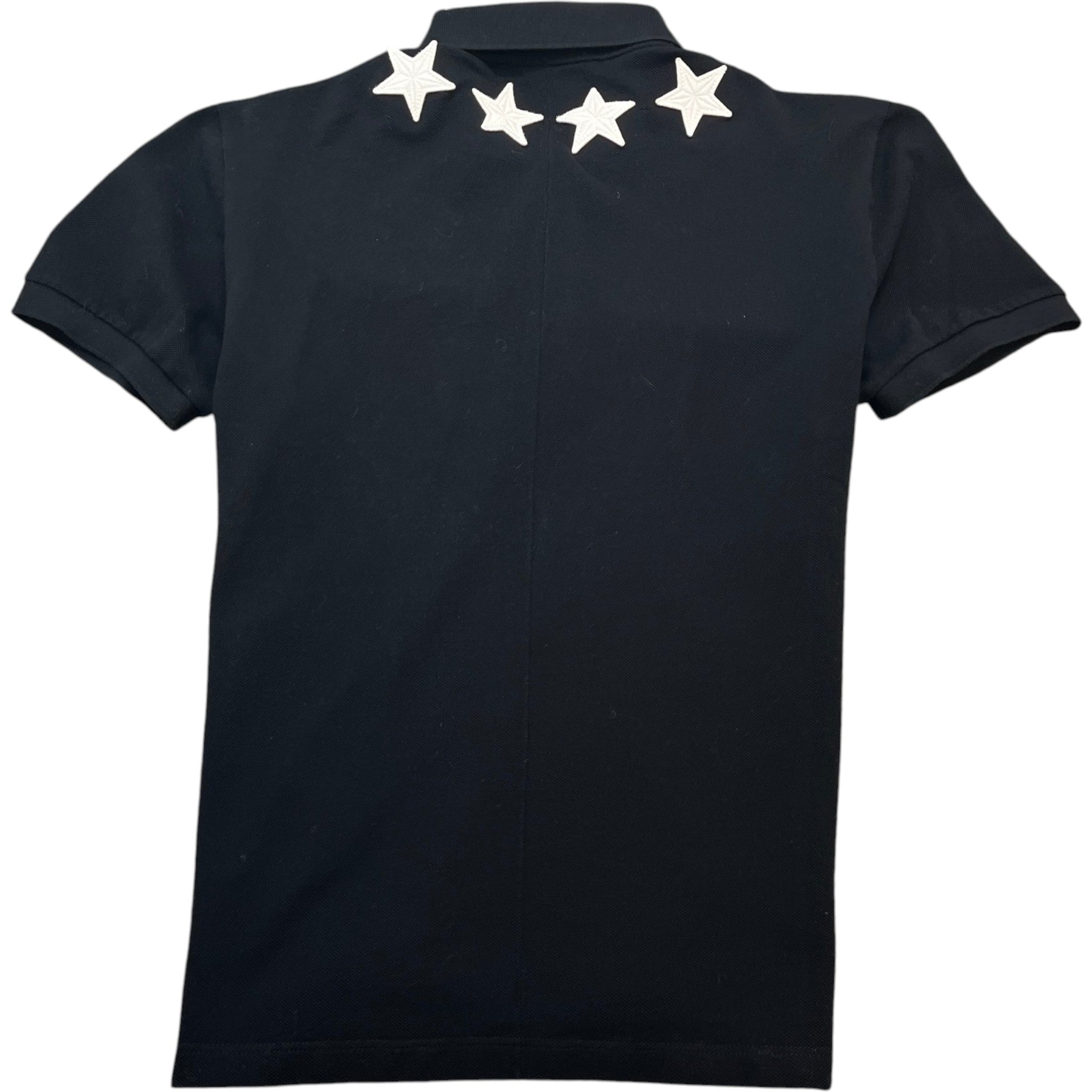 Men's Applique Stars Polo Shirt Black Size XL