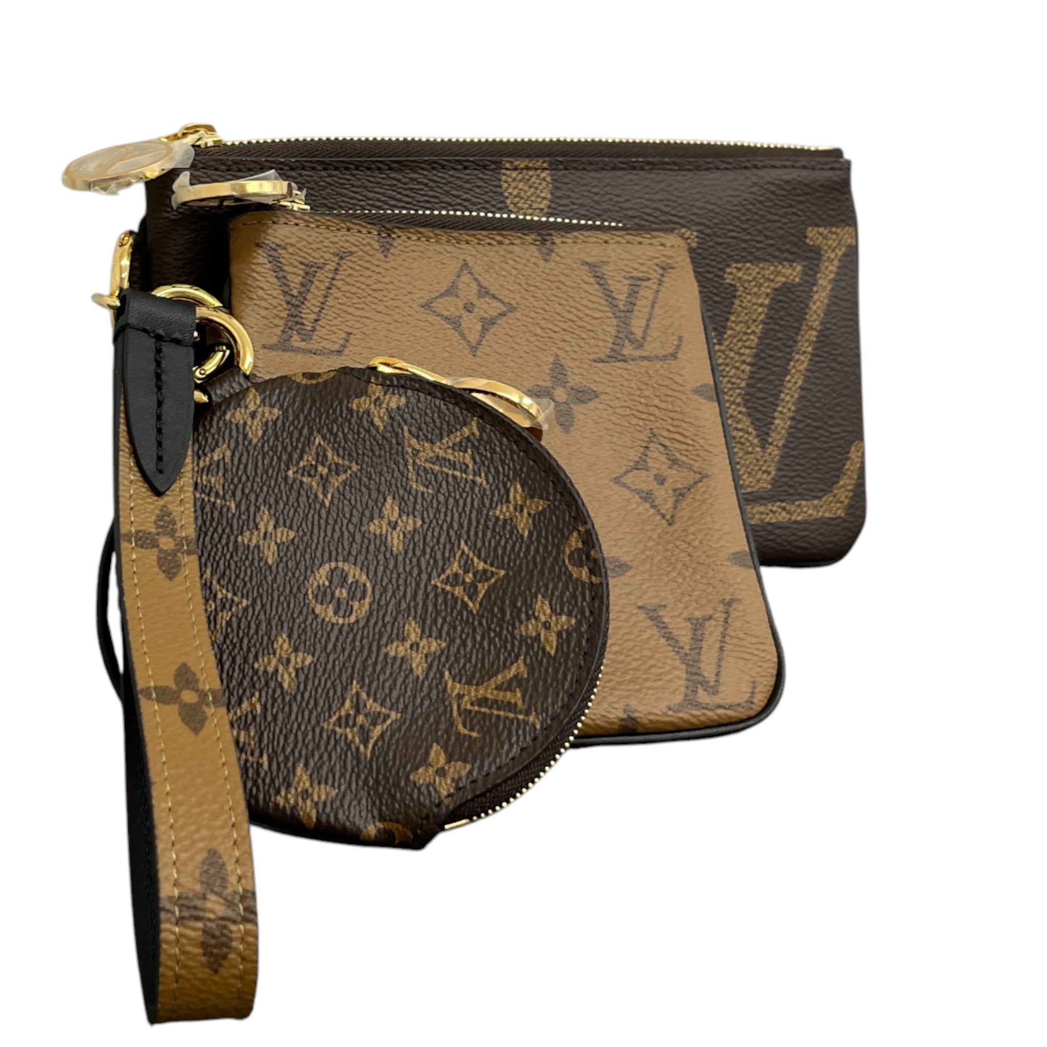 Women's Reverse Monogram Giant Trio Pouch Brown