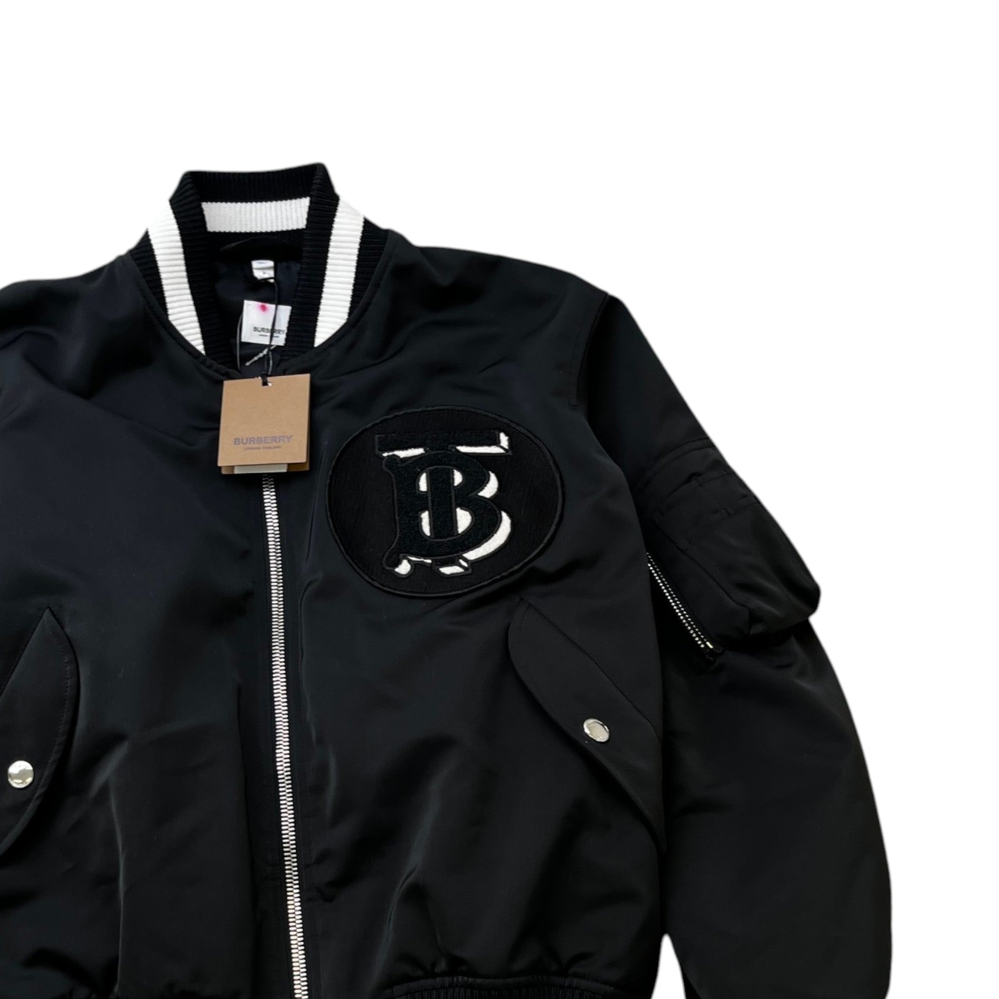 Men's Applique Logo Varsity Jacket Black Size S