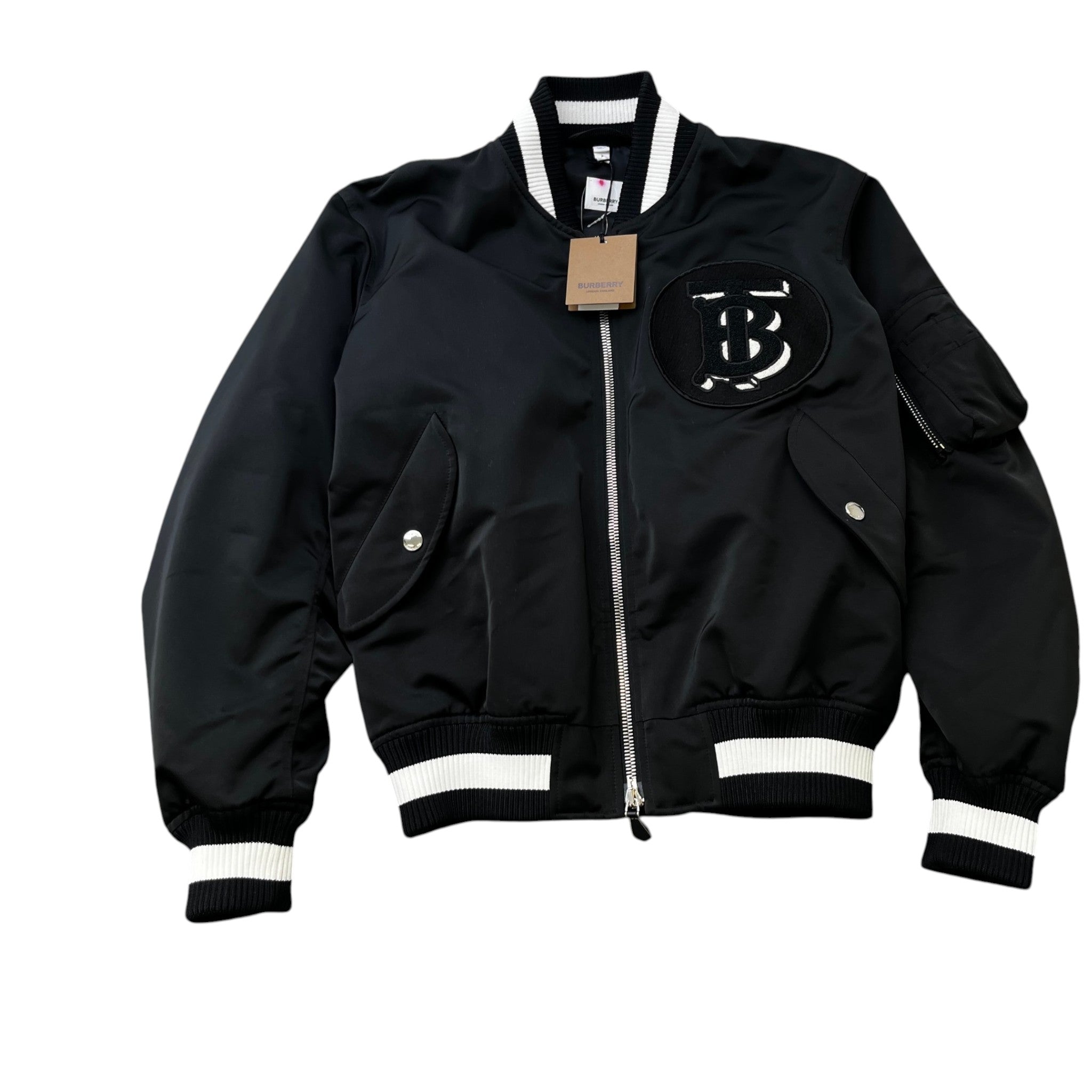 Men's Applique Logo Varsity Jacket Black Size S