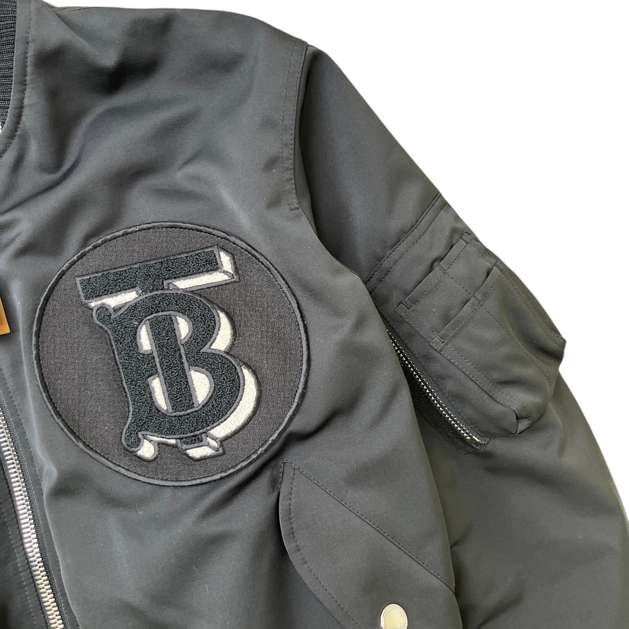 Men's Applique Logo Varsity Jacket Black Size S