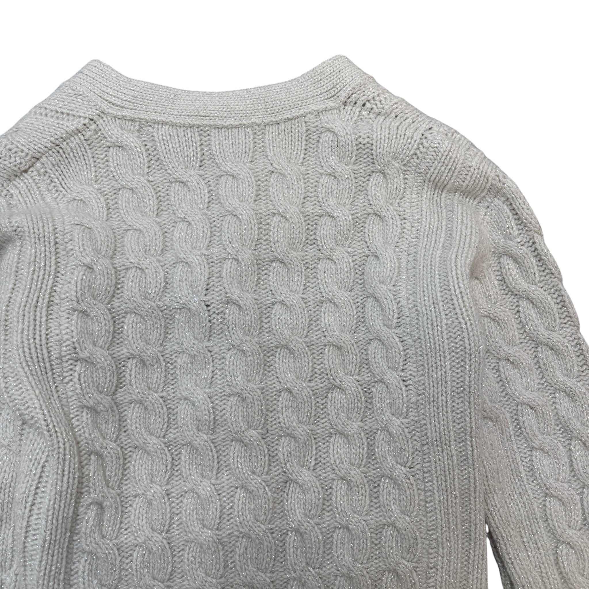 Women's Embelllished Gg Braid Knit Cardigan Cream Size M