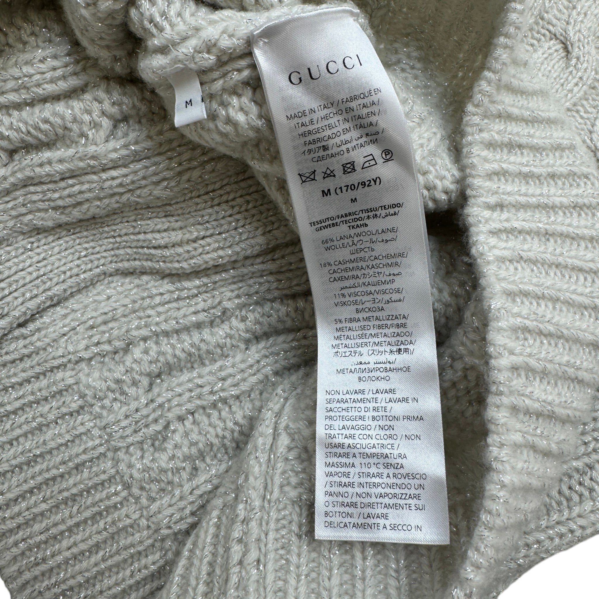 Women's Embelllished Gg Braid Knit Cardigan Cream Size M