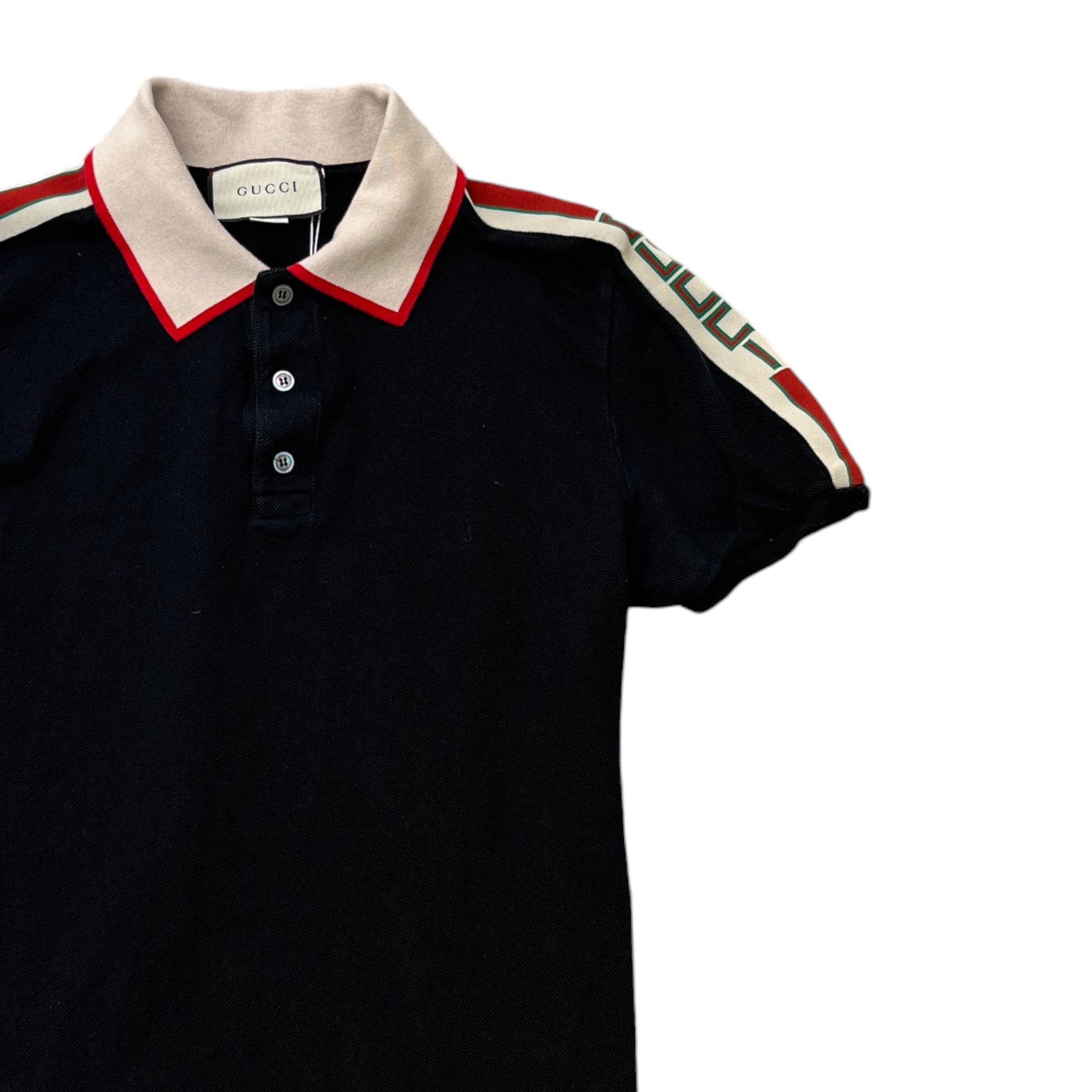 Men's Tape Logo Polo Shirt Black Size L